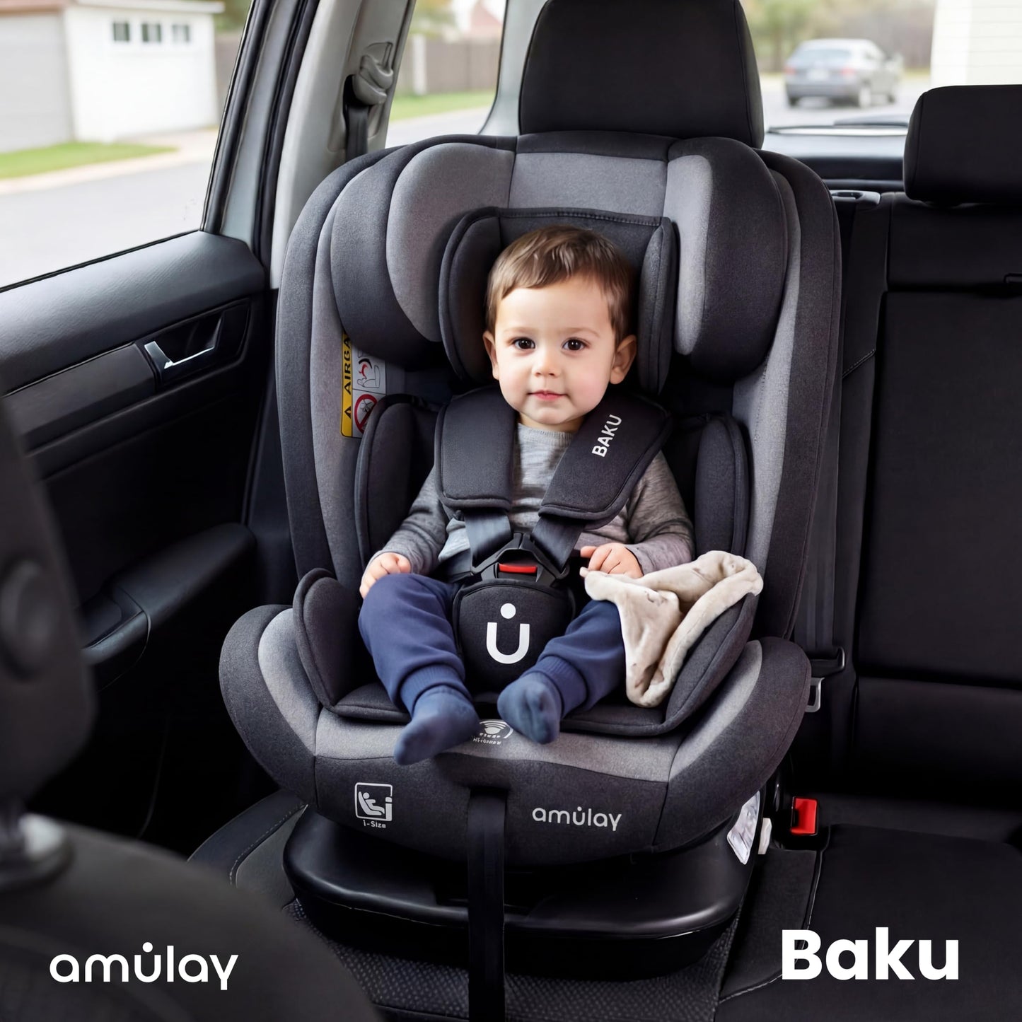 Amulay Autoasiento Baku 360° ISOFIX i-Size, 0 a 12 Años, Gris