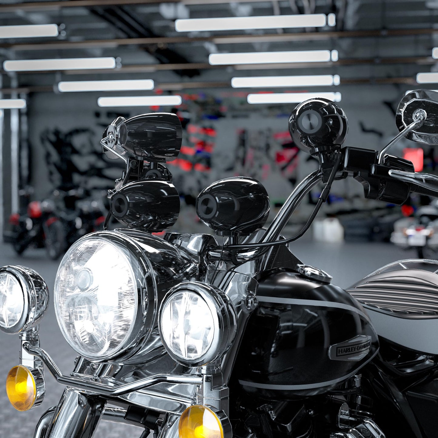 GoHawk - Altavoces Bluetooth para motocicleta, sistema de audio con amplificador de 4.1 canales impermeable de 4.1 canales con altavoces de 4.25 pulgadas | Estéreo de música montado en el manubrio