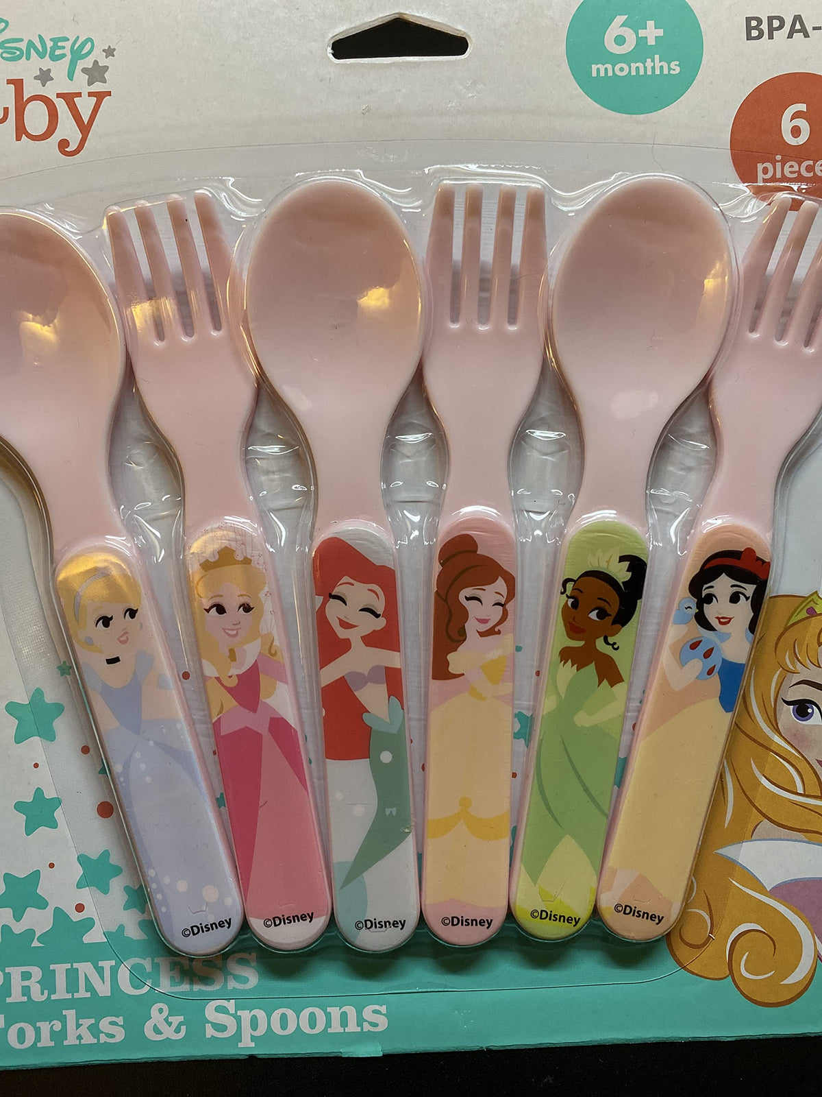 Disney Baby Princess - Juego de tenedores y cucharas de 6 piezas