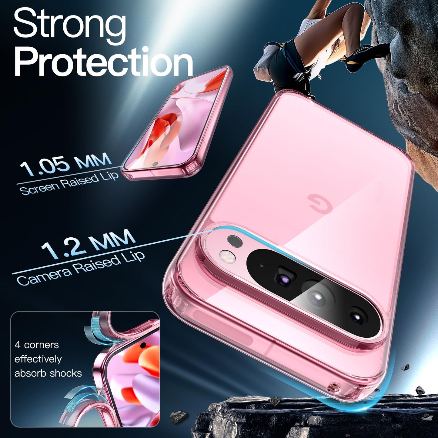 JETech Funda para Google Pixel 9 Pro XL 2024, Anti-Amarillo Antigolpes Protectora Carcasa, Antiarañazos PC Duro Respaldo (Rosa Cuarzo)