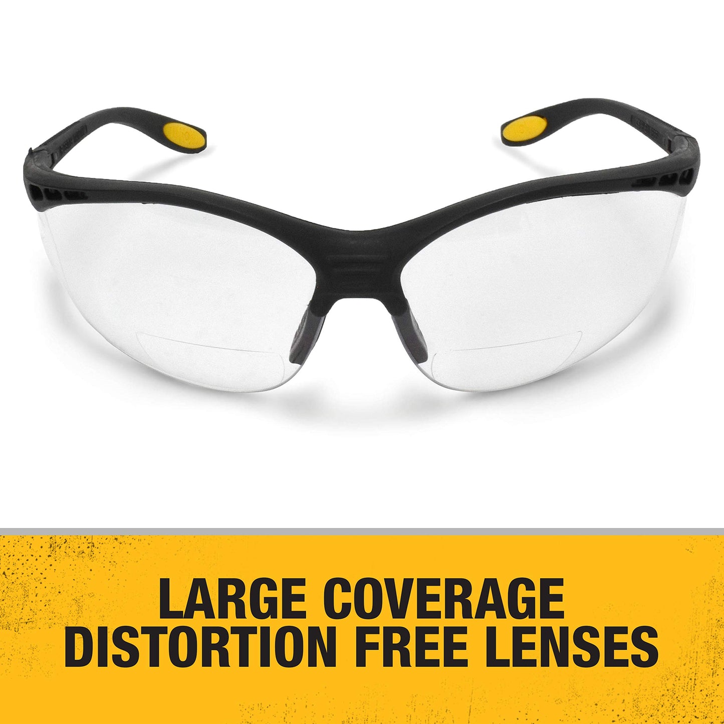DEWALT DPG59-125C Refuerzo Rx-Bifocal 2.5 Lente transparente de alto rendimiento anteojos de seguridad protectoras con patillas de goma y funda protectora para anteojos