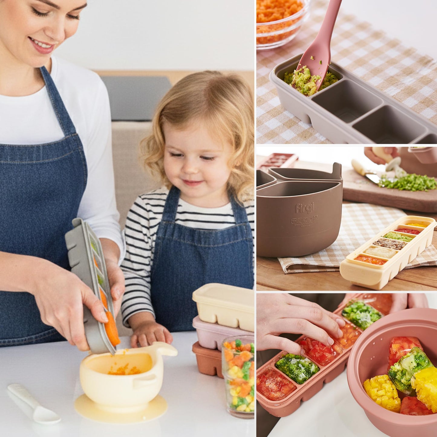 Firgi Bandeja de silicona para cubitos de hielo de 1 onza/6 secciones con tapa, 100% silicona platino de grado alimenticio, resistencia a fugas y apta para lavaplatos para preparación de alimentos