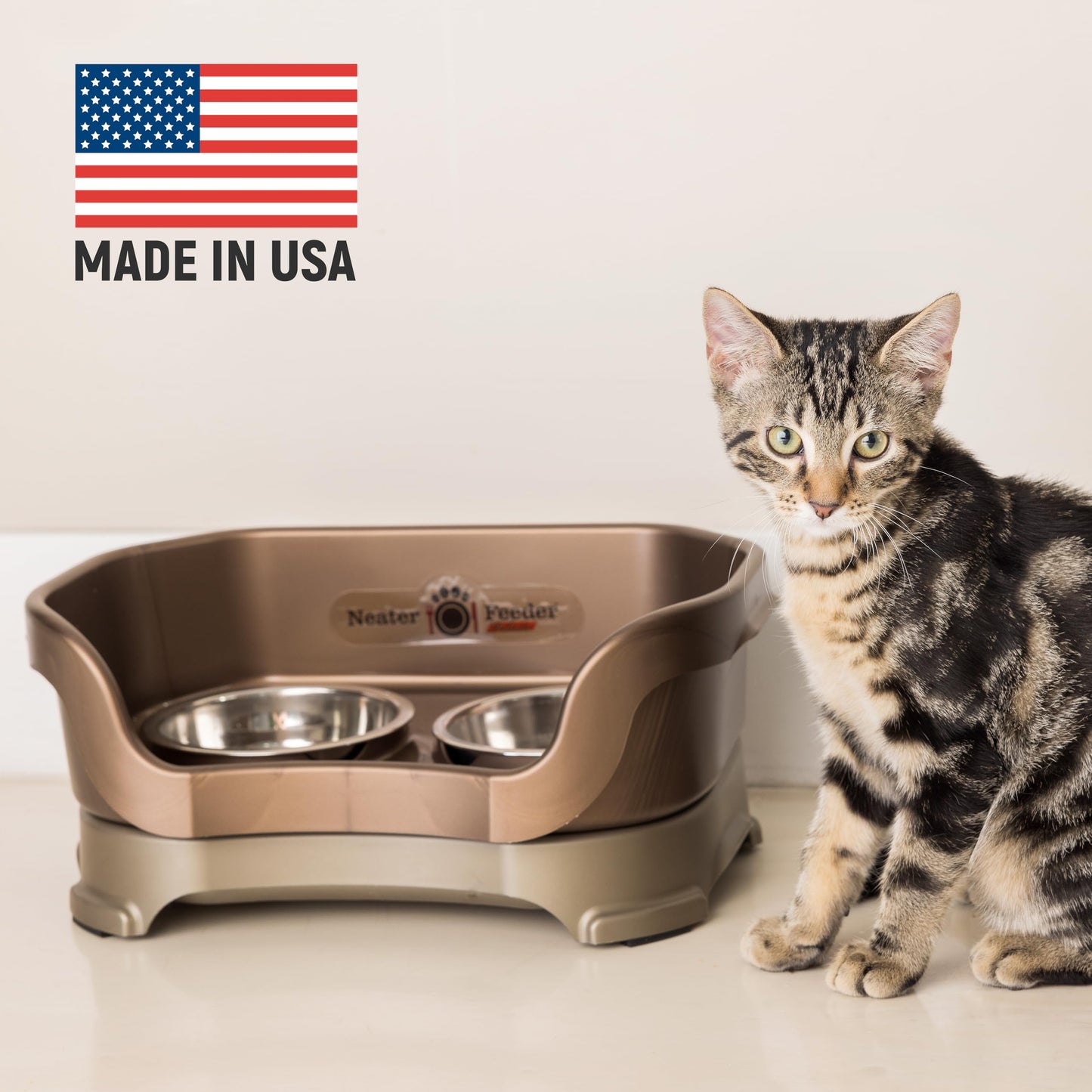 Comedero Elevado Neater Feeder Deluxe Bronze Antiderrame para Gatos
