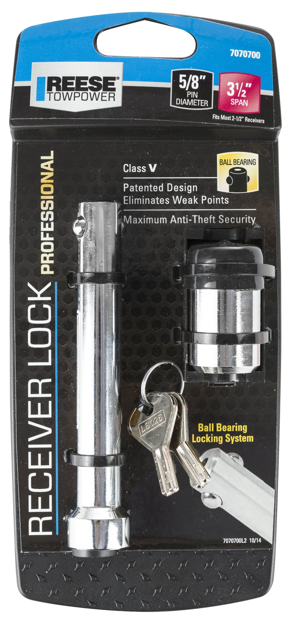 Candado de Enganche para Remolque Reese Clase V Cromado diámetro 5/8 Pulgadas para Receptor 2-1/2 Pulgadas Profesional