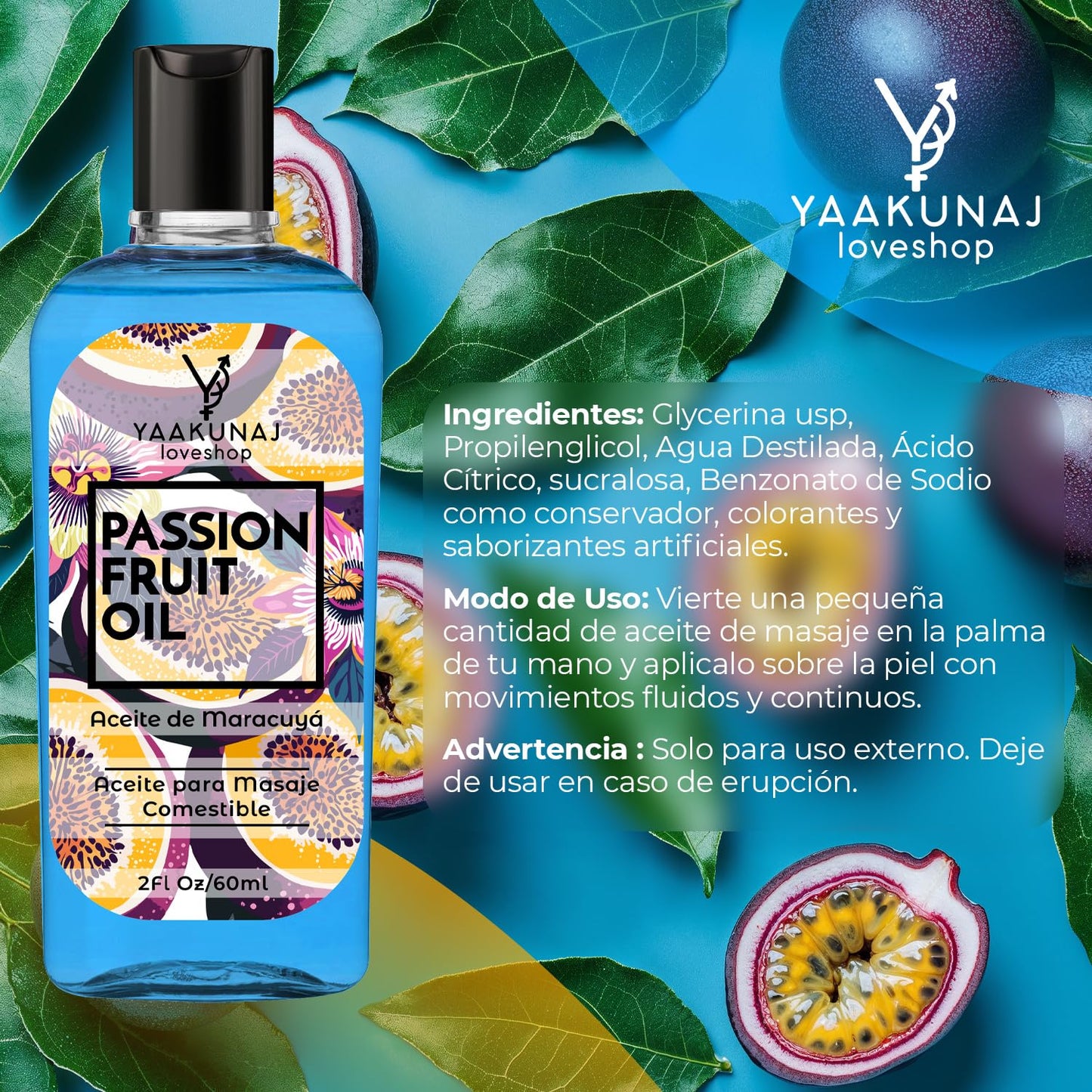Aceite Para Masajes YAAKUNAJ Sabor Passion Fruit