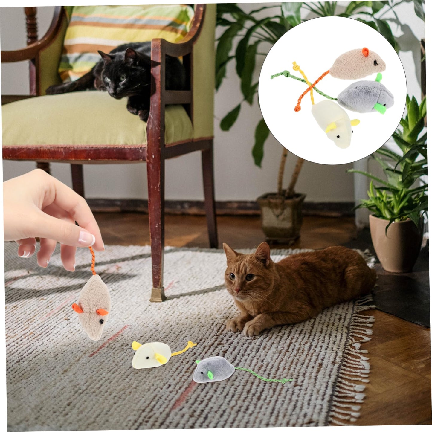 Ipetboom 6 Piezas Gato Ratones Juguetes Gato De Peluche De Juguete Gatito Juguete De Burlas Gato Juguetes Ratones Juguete Mordedura De Gatito Gato Divertido Felpa Gato De Interior