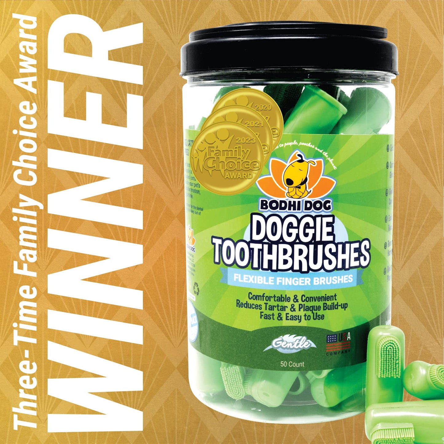 Cepillos de dientes desechables suaves Bodhi Dog para perros y gatos, cepillo dental suave de silicona, cuidado dental y bucal, 50 unidades