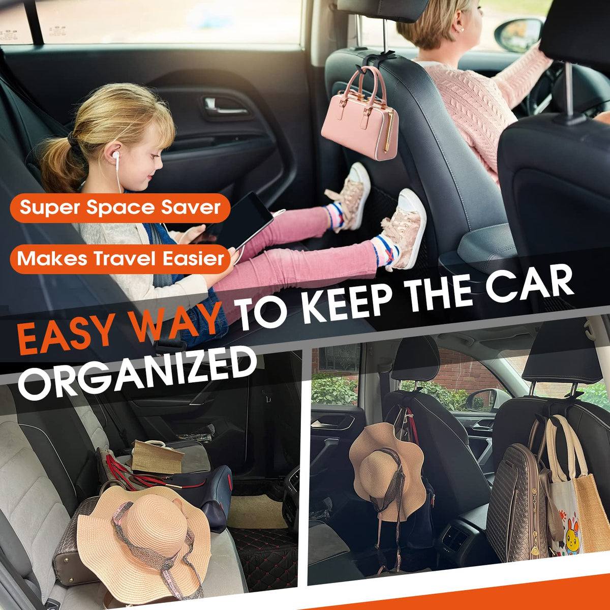 Ganchos para Coche LANVRION Beige de Piel para Asientos Traseros