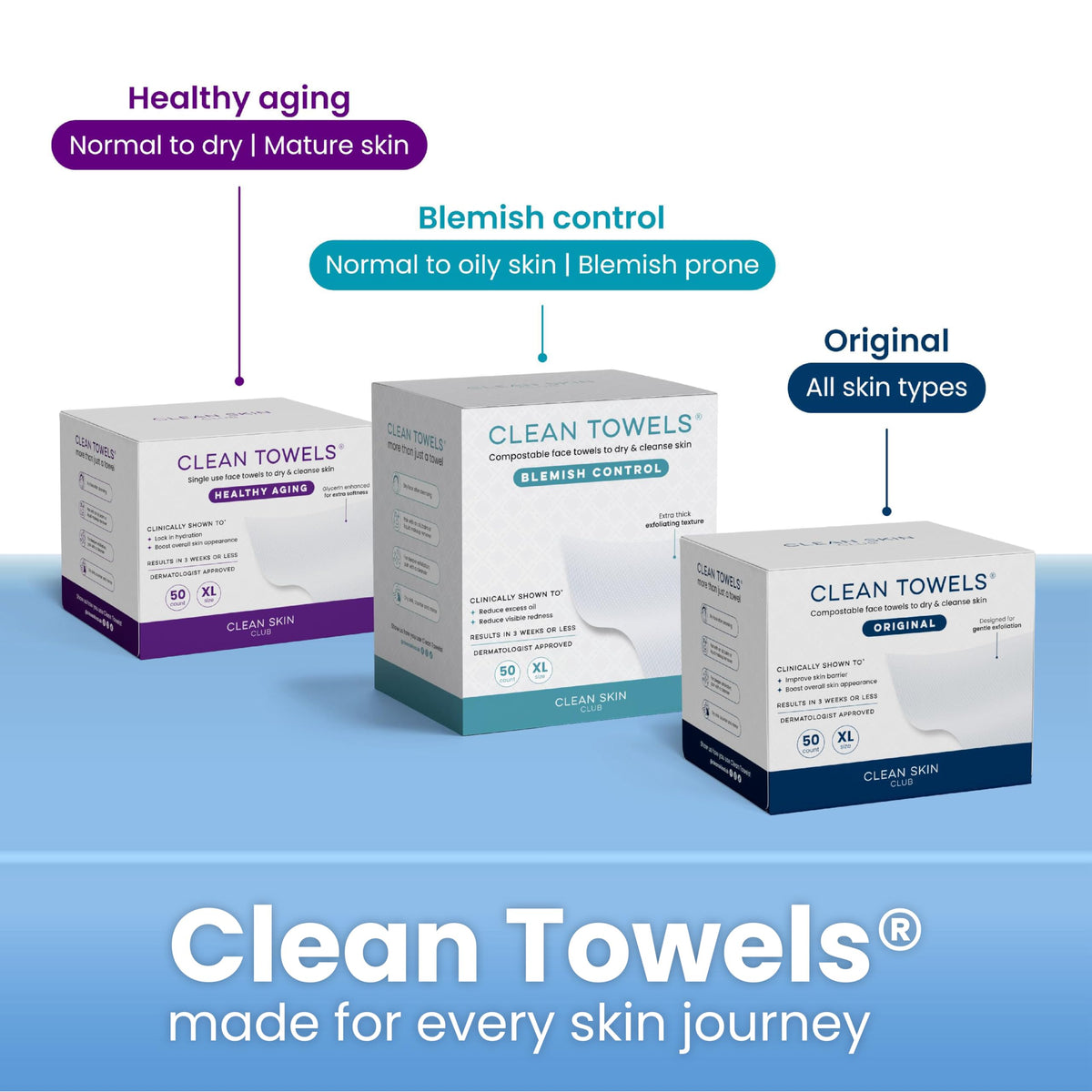 CLEAN SKIN CLUB Caja de Bambú Luxe con Cajón Y Toallas Xl, Toalla Facial, Toallitas Secas Desmaquillantes Desechables, Lavado Facial (Cajón Contenedor de Bambú) 50 Unidades (Paquete de 1)