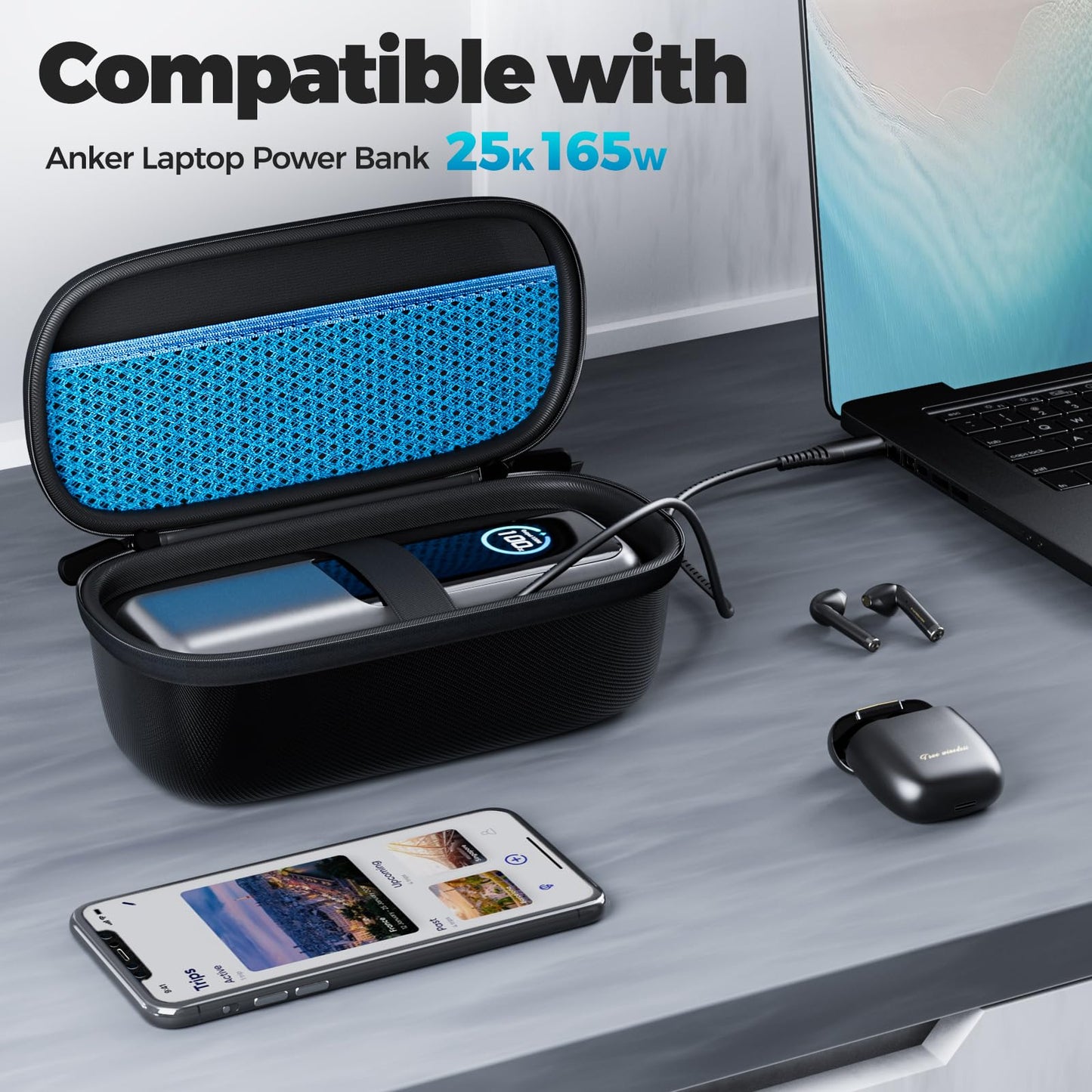 Estuche Viaje ProCase Negro Compatible con Anker Laptop Power Bank 25000mAh 165W