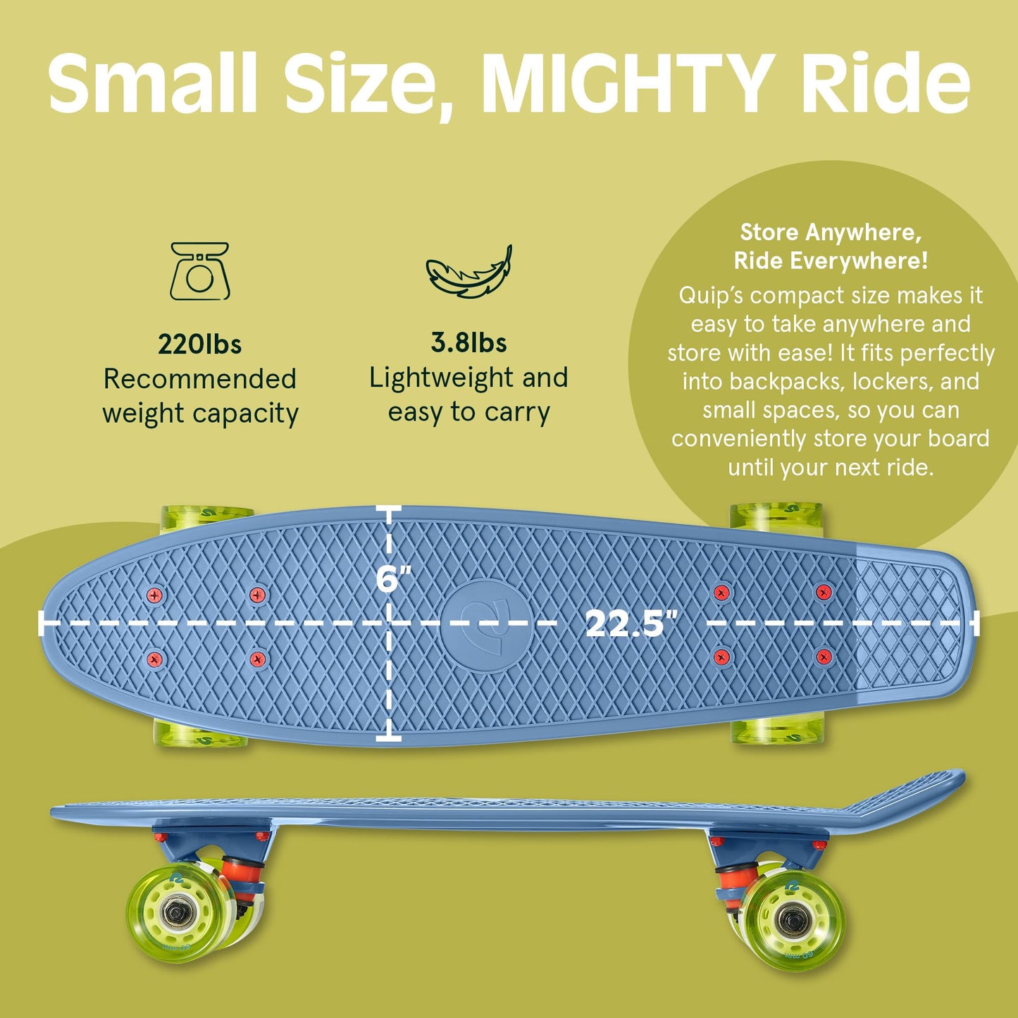 Monopatín Retrospec Retro Clásico de 22.5 Pulgadas con Rodamientos ABEC 7 y Ruedas de Poliuretano