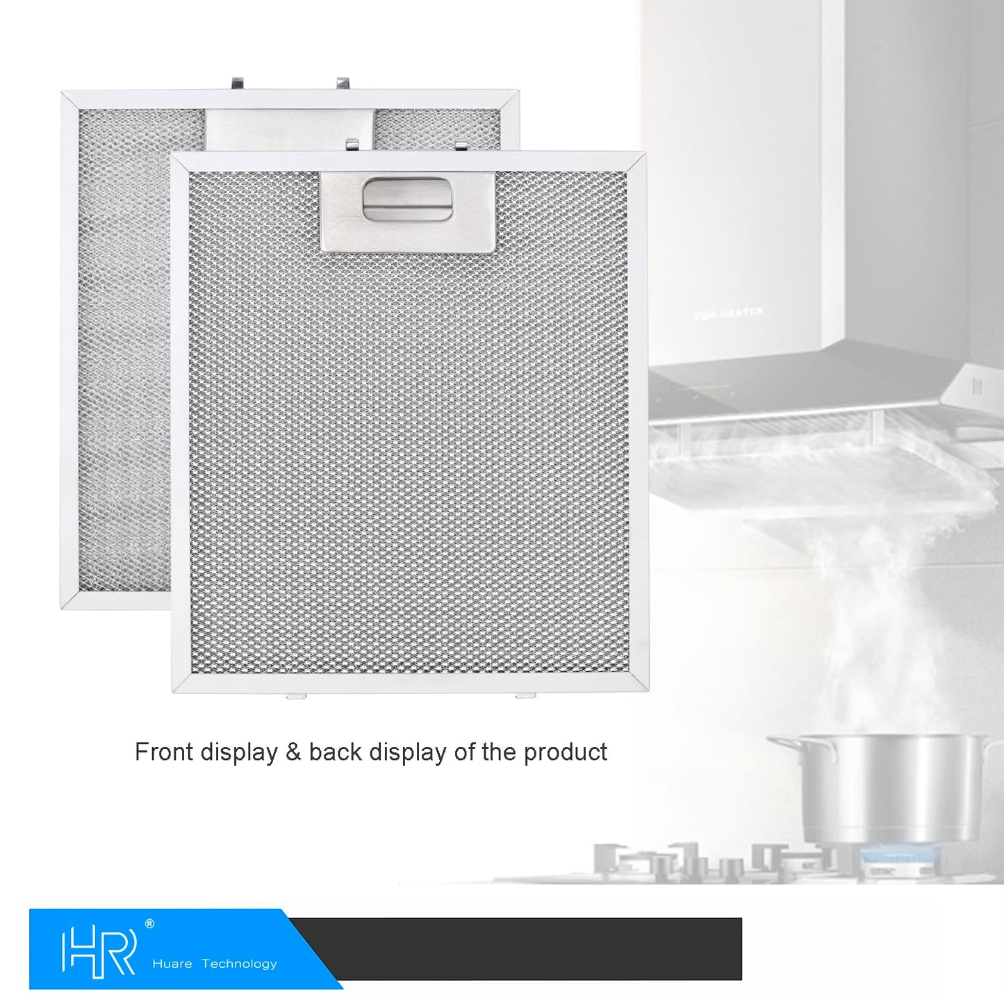 Filtro de campana de repuesto actualizado de 9 x 10.25 pulgadas (230 x 260 mm) 4 capas S97018029 filtro de rejilla de aluminio, filtro de grasa HR Huare Technology, compatible con Broan B5 Series,