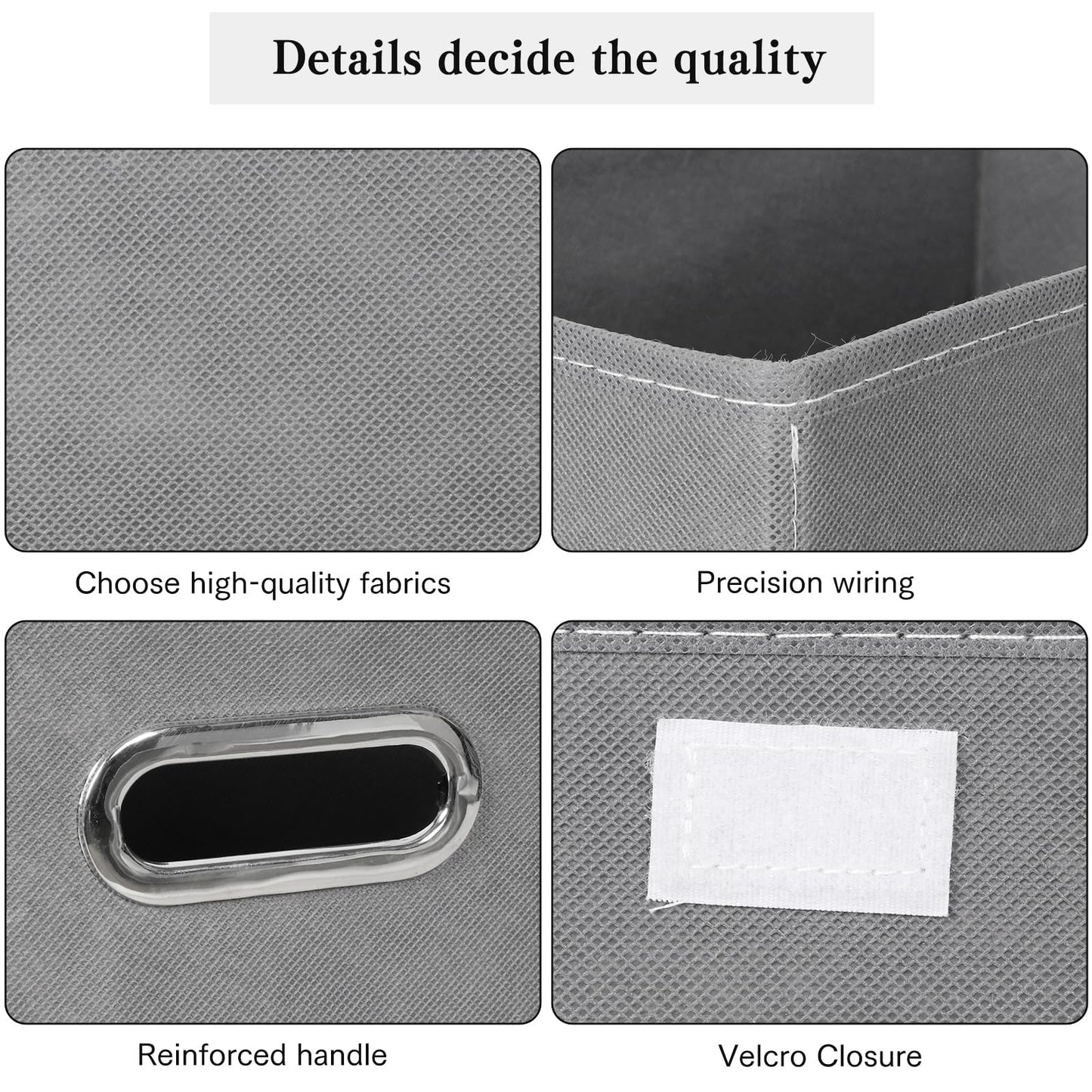 SEVENDOME Cesta organizadora plegable de tela de lino con tapa, asas de piel, divisor extraíble para el hogar, clóset (gris, 3 piezas)