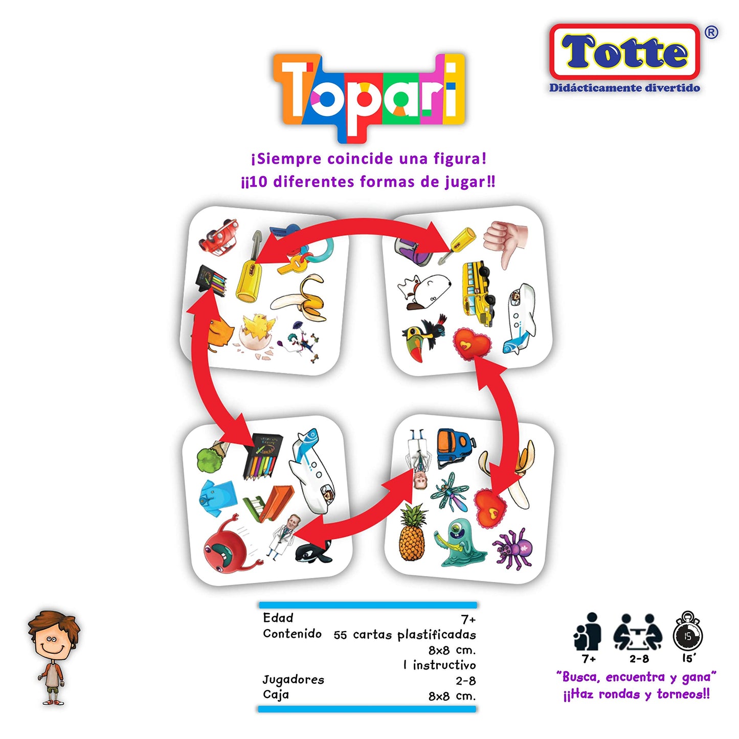 Juego de Cartas Totte Topari Multicolor con 10 Formas de Juego