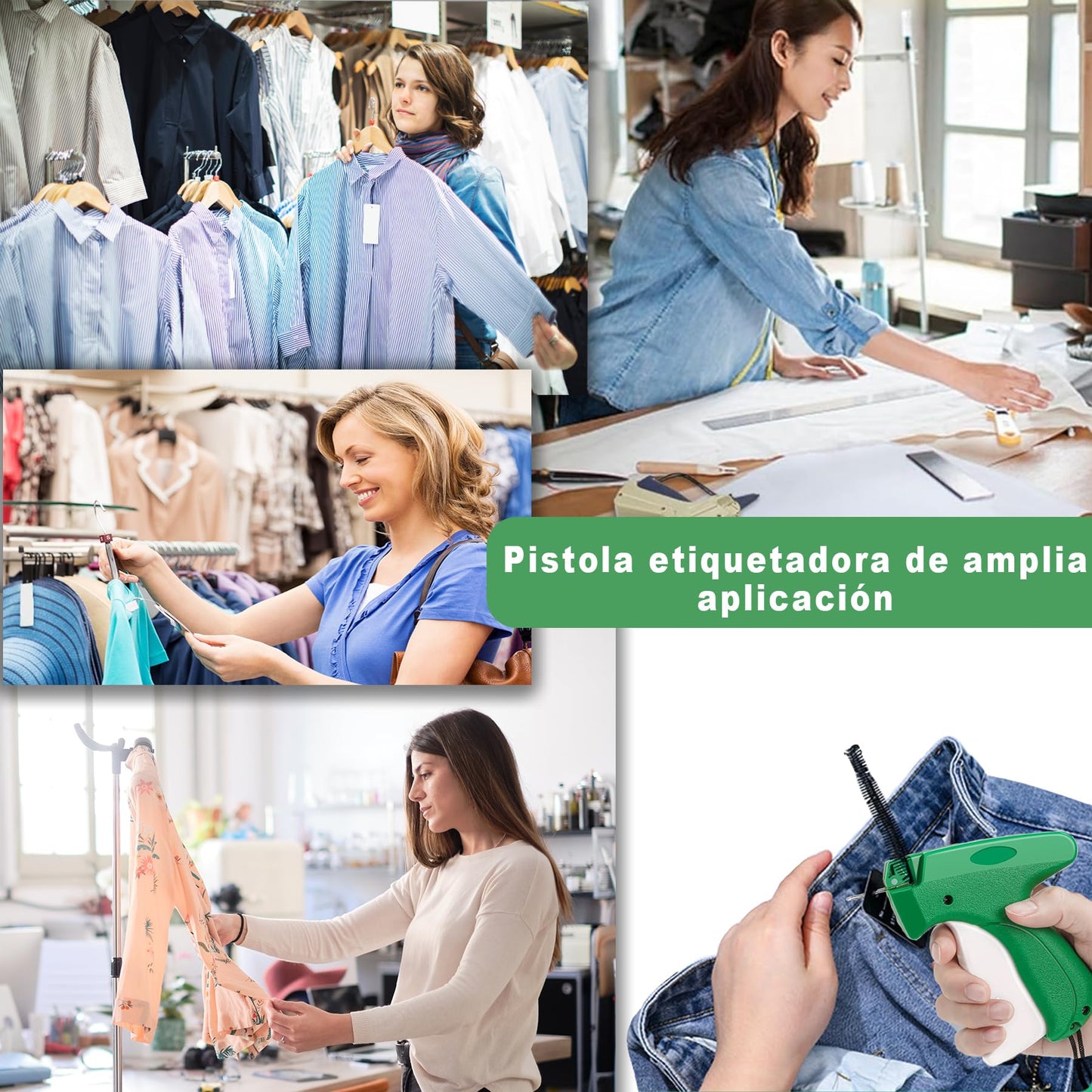 FYQOAN Pistola Etiquetadora de Ropa,Pistola para Etiquetar Ropa, Kit de Pistola de Etiquetado, Adecuada para Almacén de Supermercado Doméstico (5 Agujas de Metal, 2000 Púas)