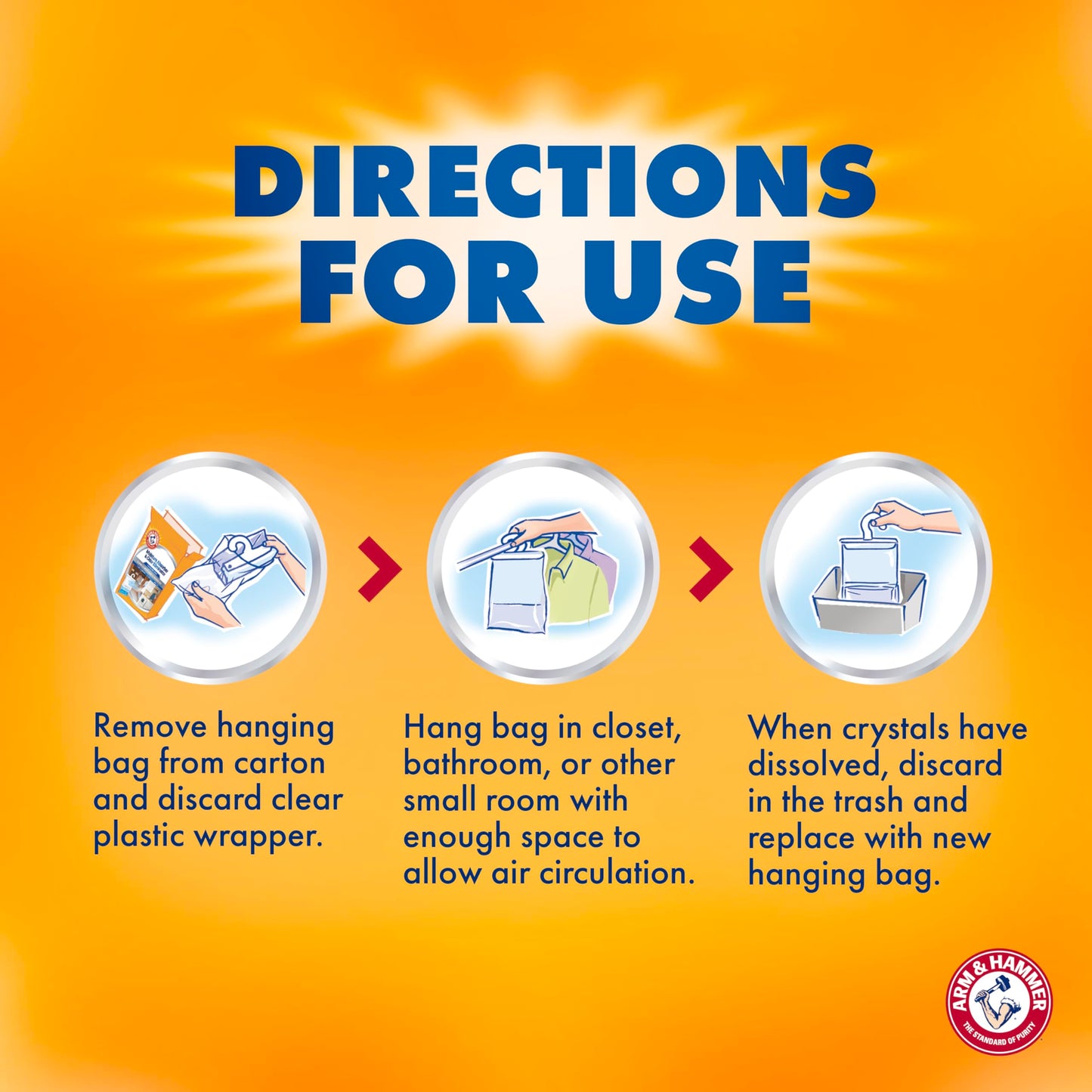 Arm & Hammer - Amortiguador de humedad y eliminador de olores, 16 onzas, paquete de 6, explosiones limpias, absorbentes de humedad para clóset y habitaciones pequeñas, frescura duradera