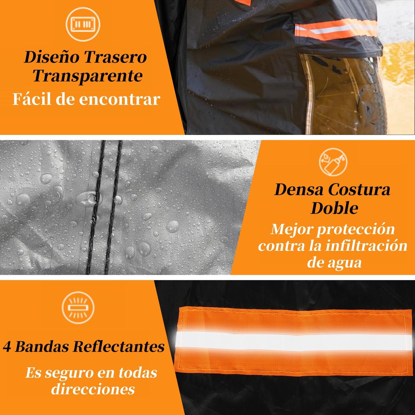 KTMOUW Funda para Moto Motocicleta 210D Impermeable Cubierta para Moto con Tiras Reflectantes Funda para Motoneta Protección contra el Polvo, Escombros, Lluvia y Clim