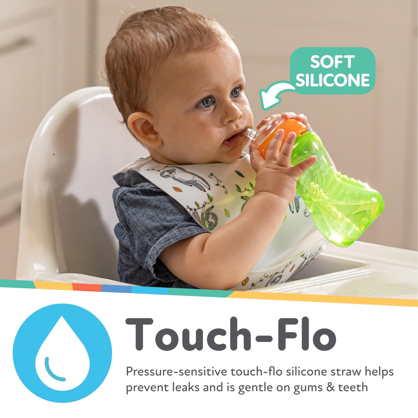 Vasos Antiderrame Nuby Multicolor con Popote Flex para Niña