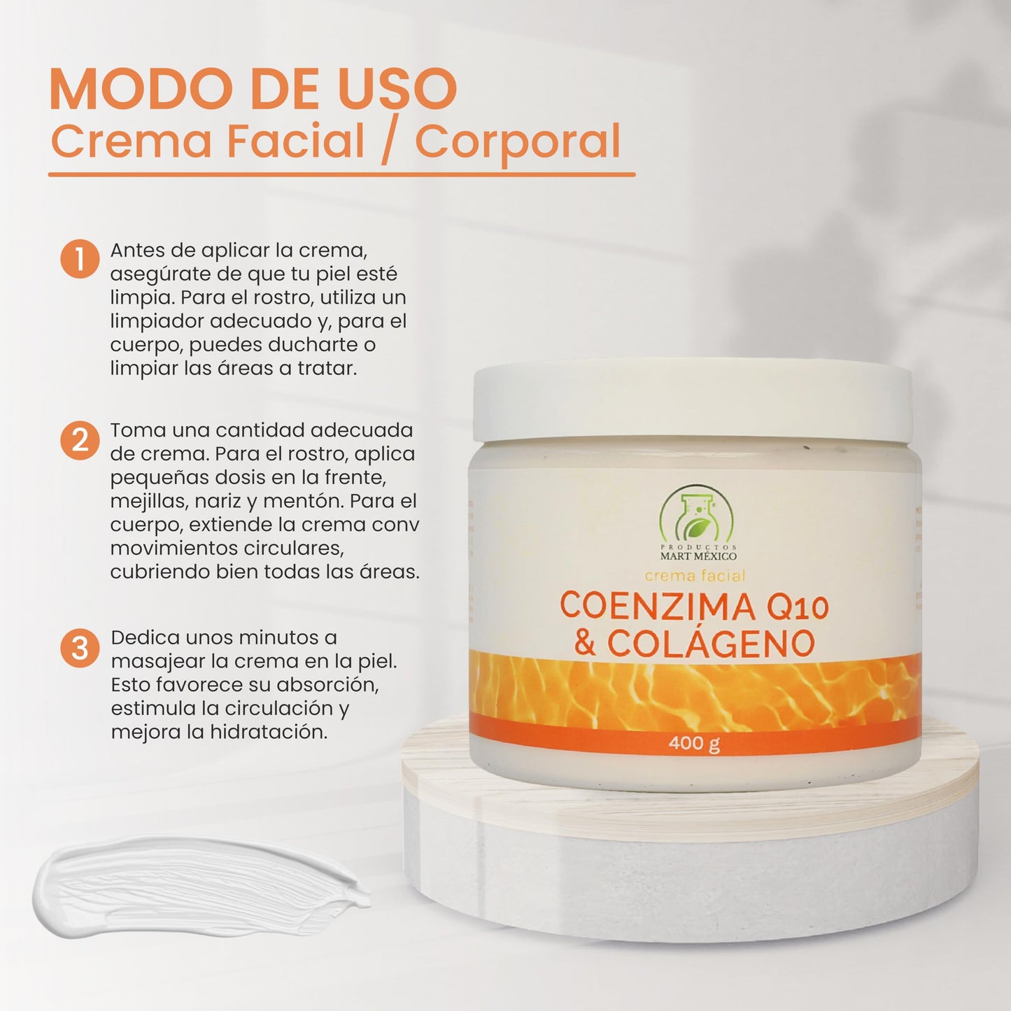 Crema Facial Coenzima Q10 & Colágeno Piel Firme Productos Mart Mexico 400g