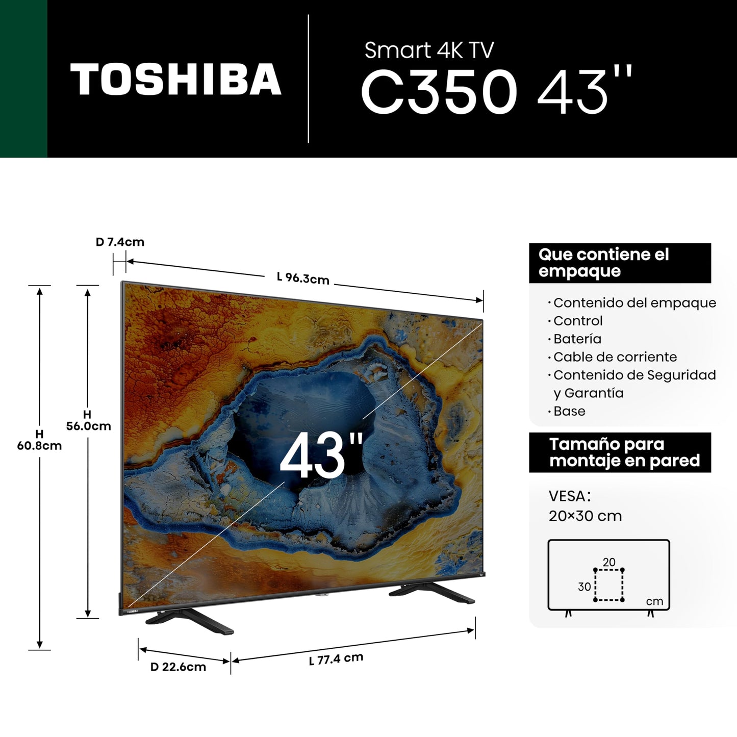 Toshiba Television C350NM (Modelo 2025) Pantalla 43 Pulgadas, Smart Fire TV UHD 4K,Control Remoto por Voz con Alexa, Escalador 4K por lA,Dolby Vision Atmos,Modo Juego, mira TV en Vivo sin Cable