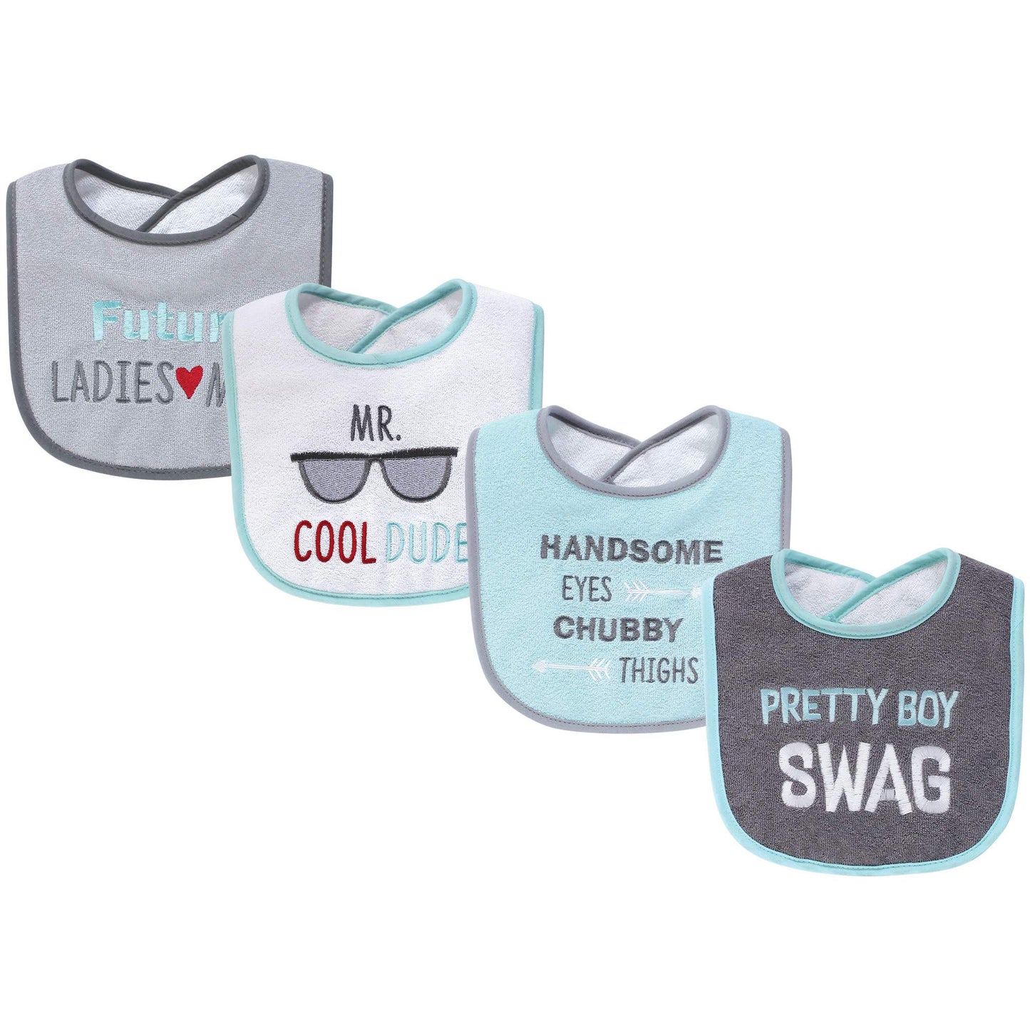Hudson Baby Baberos unisex de algodón de rizo con relleno de fibra, bonito botín para niño, talla única
