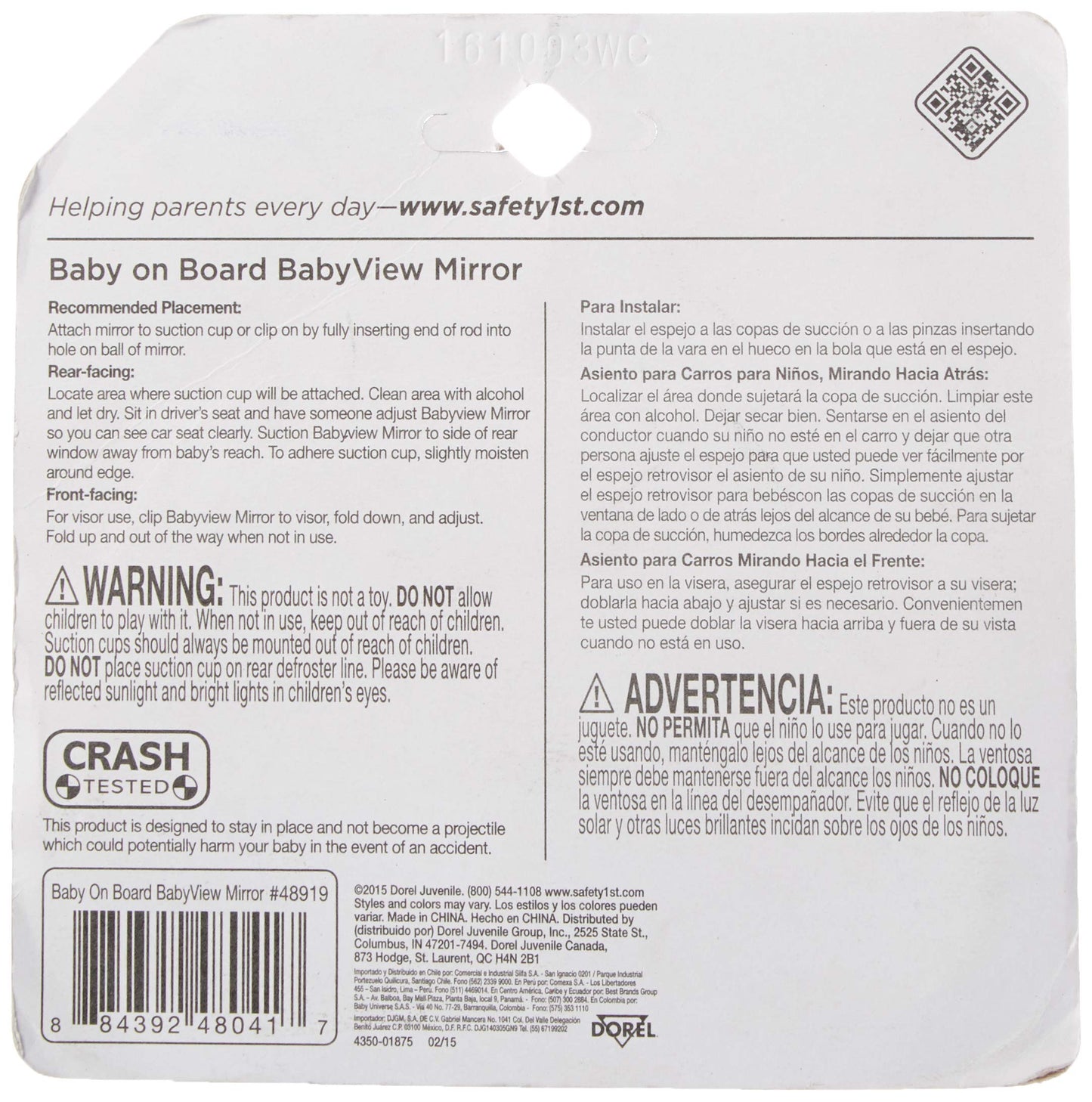 Safety 1st 48919/224 - Espejo para bebé a bordo delantero o trasero
