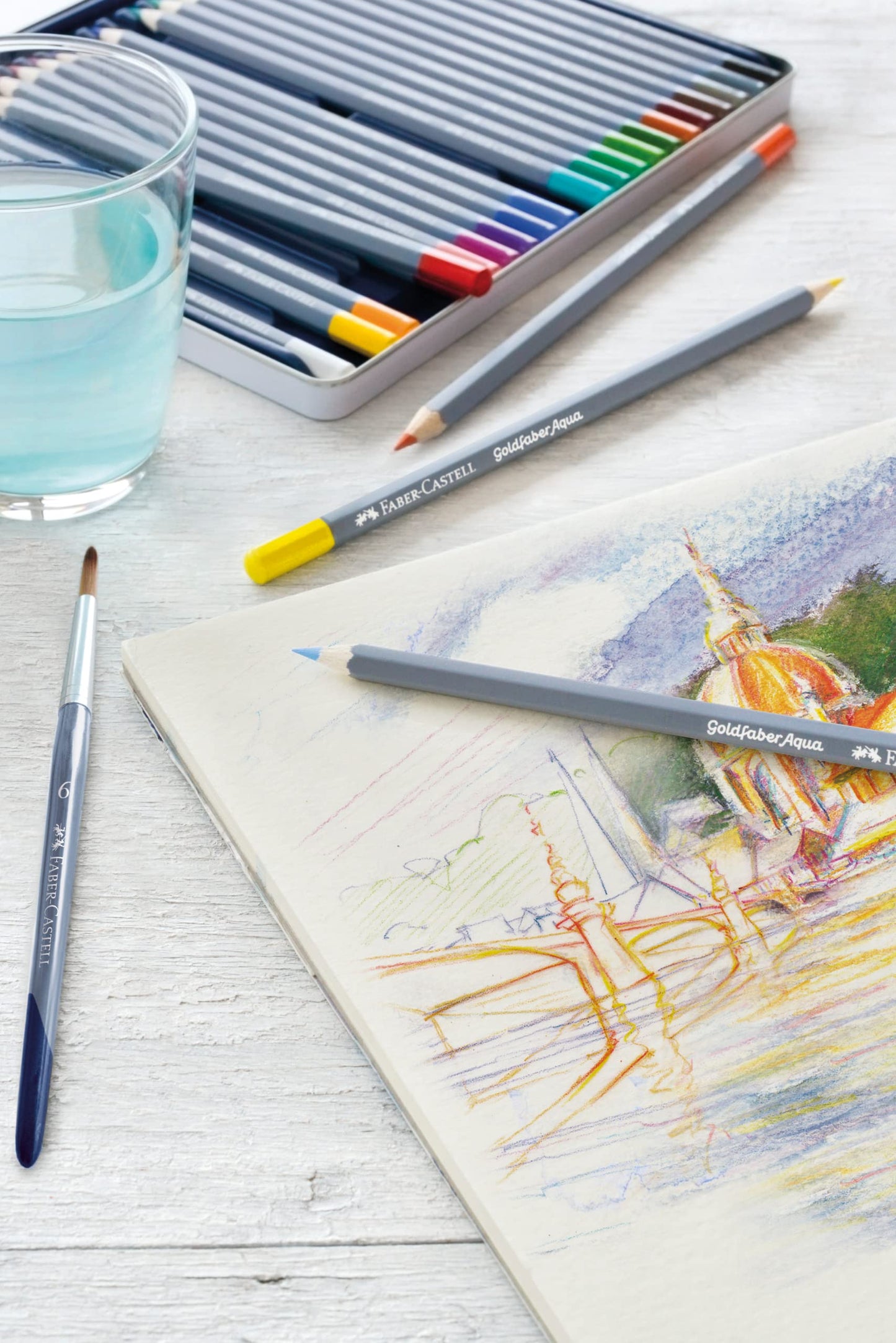 Faber-Castell Goldfaber Aqua Multicolor 24pieza(s) - Lápiz de color (24 pieza(s), Multicolor, Suave, Madera, Hexagonal, Alemania)
