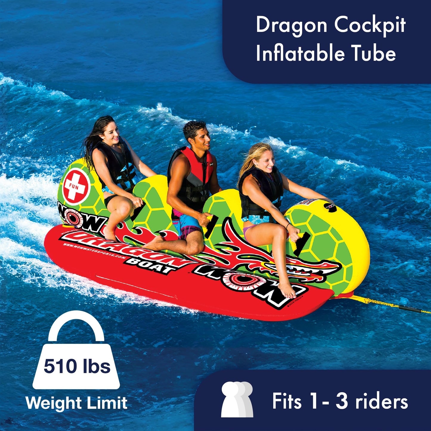 Bote Inflable Wow World of Watersports Dragon 3 Personas Remolque