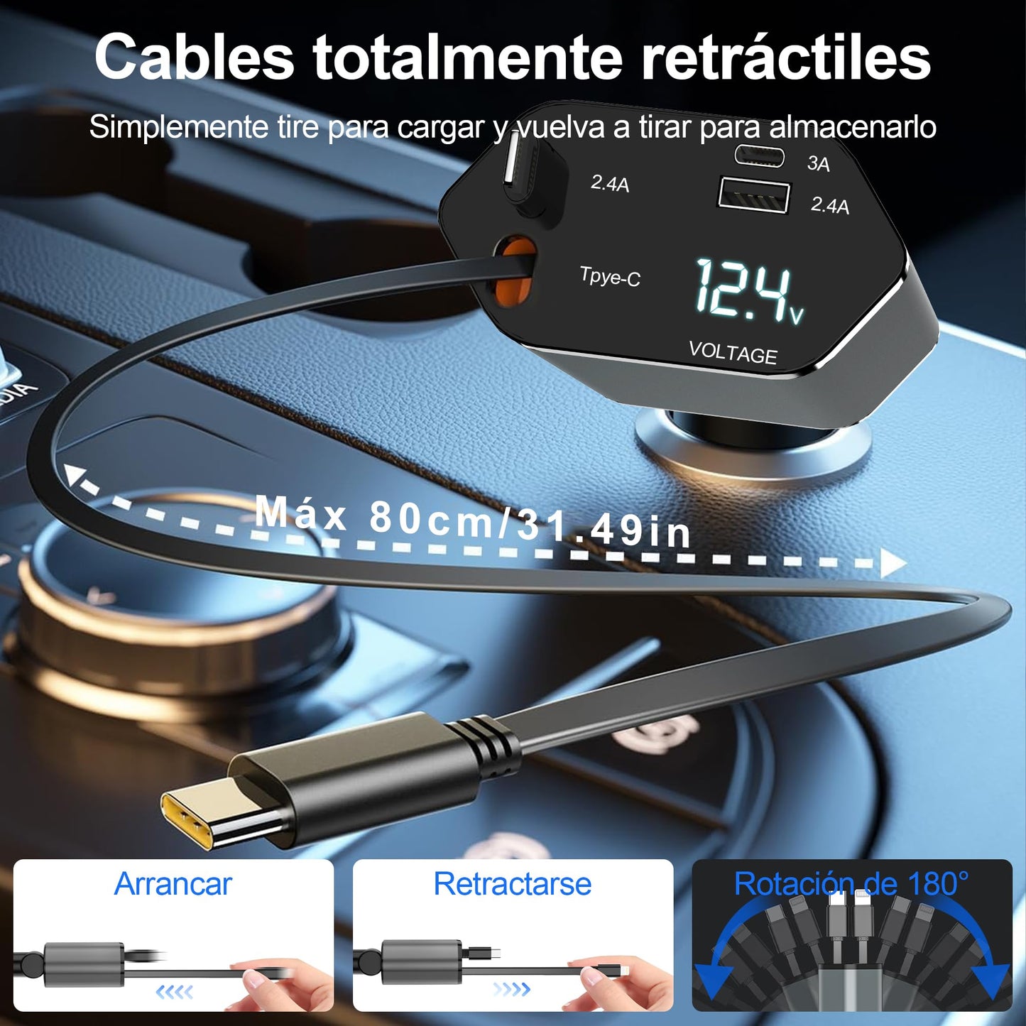 BYASKZIV Cargador para Auto (Negro)