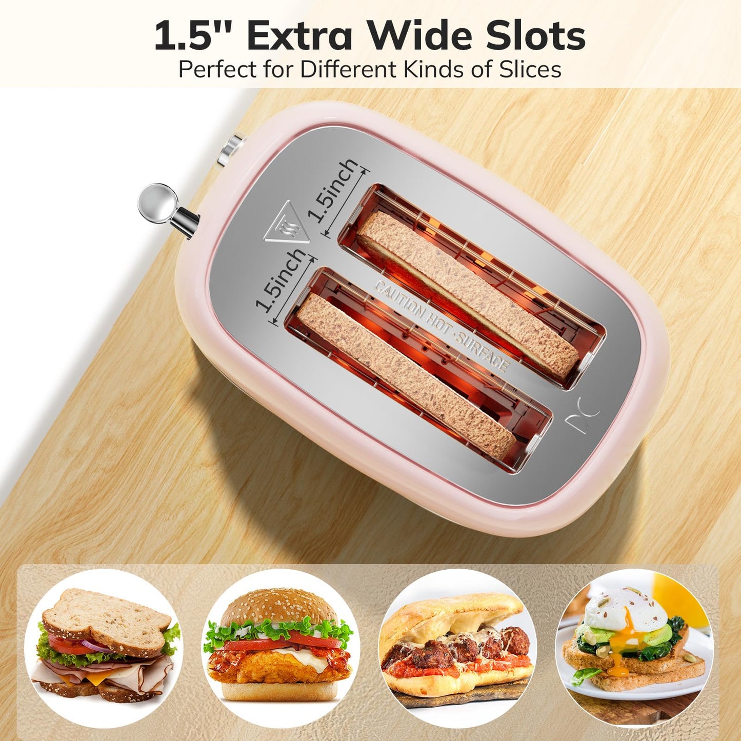 tostador de 2 rebanadas de acero inoxidable con 6 ajustes de sombra de pan, bagel, función de cancelación, descongelación, tostador retro de 2 rebanadas con ranura extra ancha, bandeja extraíble para