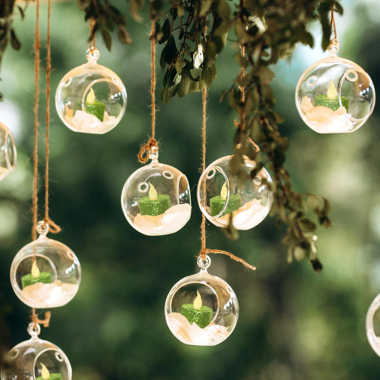 Furora LIGHTING - Velas LED con purpurina verde, paquete de 12, velas parpadeantes sin llama para decoración del hogar, 1.5 pulgadas de ancho x 1.65 pulgadas de alto, funciona con pilas