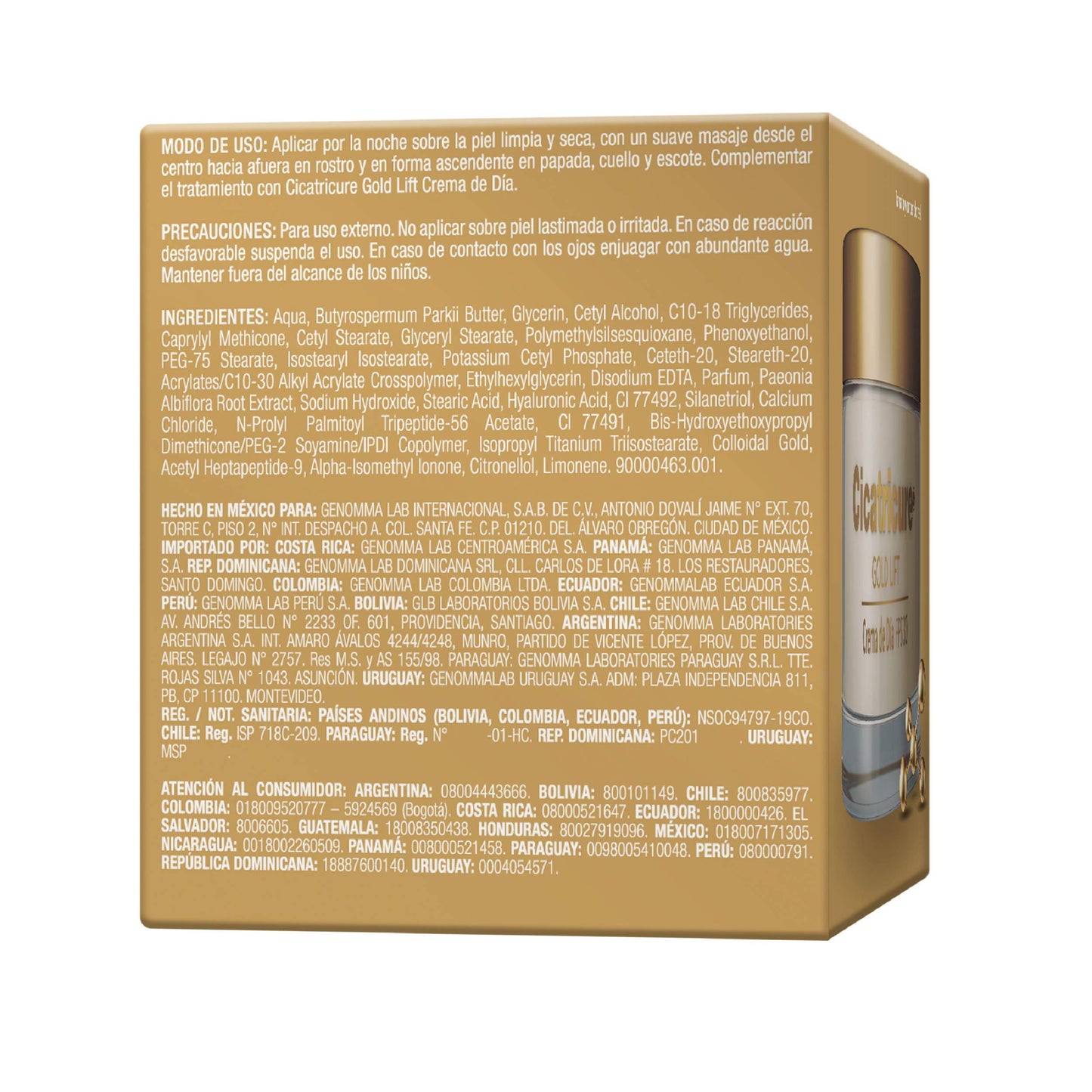 Cicatricure GOLD LIFT, Crema de Noche, reduce arrugas gravitacionales, mejora la elasticidad y producción de colágeno, con calcio,tarro 50 g + CREMA OJOS, Arrugas y Bolsas,tarro 8.5 g