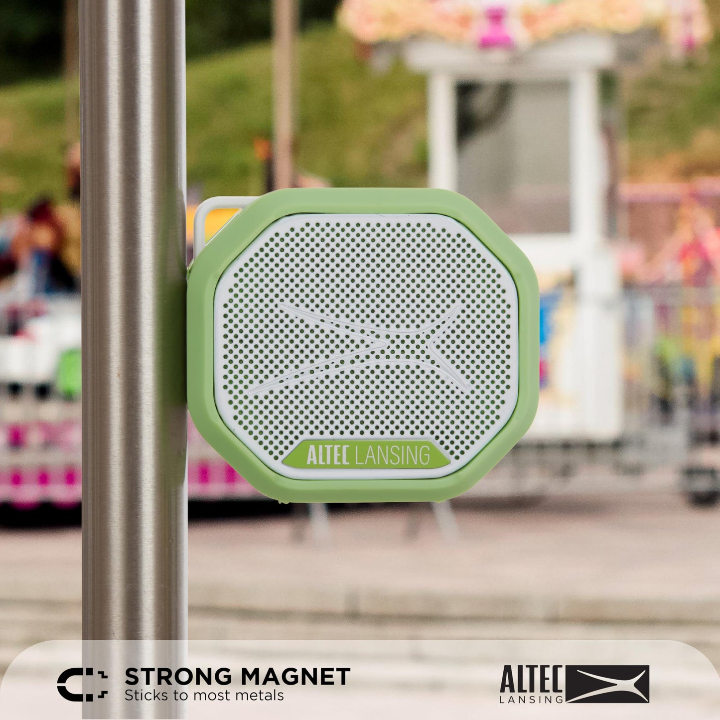 Altec Lansing HYDRATREK - Altavoz magnético Bluetooth, Impermeable IP67, Altavoz portátil, emparejamiento inalámbrico Verdadero, Carga rápida USB-C, batería de 3.7 V 400 mAh, Asistente de Voz,