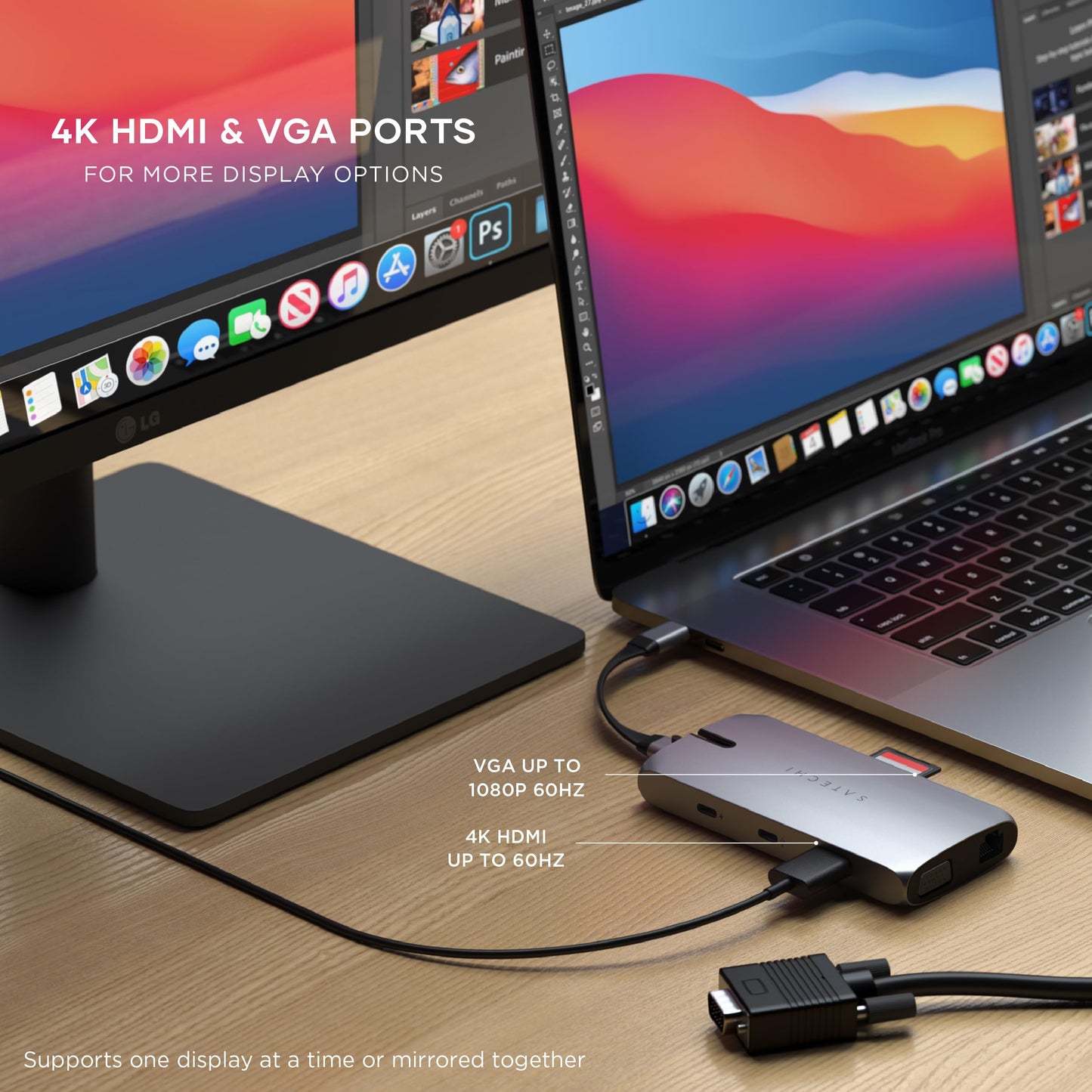 Adaptador Multipuertos SATECHI Gris Espacial 9-en-1 USB-C Portátil para MacBook, iPad, Mac Mini e iMac M1/M2