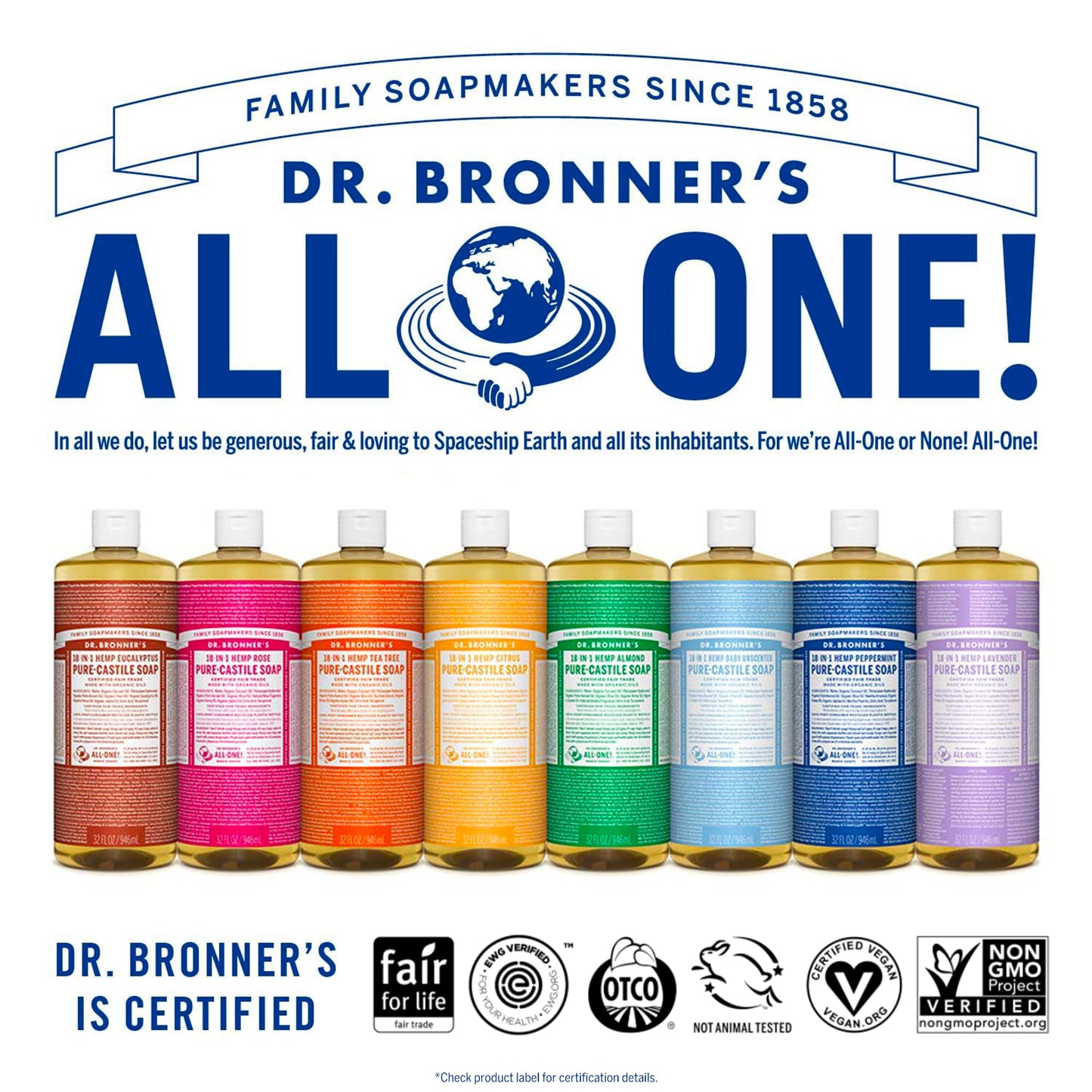 Dr. Bronner's Jabón castil líquido puro, menta, 25 Fl. Oz