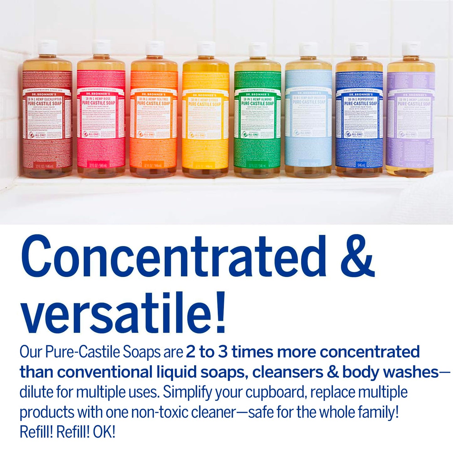 Dr. Bronner's Jabón castil líquido puro, menta, 25 Fl. Oz