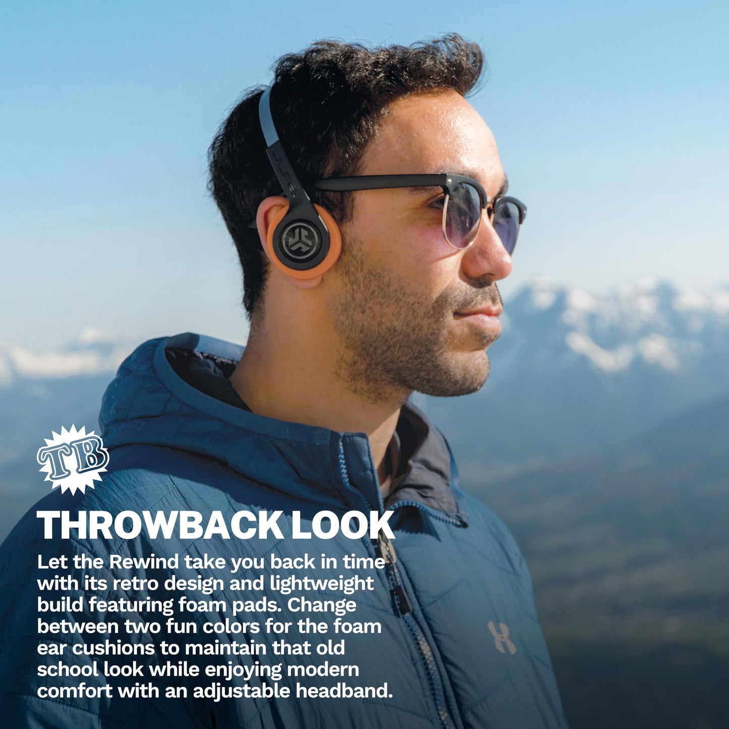 JLab Audio Rewind Wireless Retro Circumaural Diadema Negro - Auriculares (Circumaural, Diadema, Inalámbrico, Bluetooth, Negro)