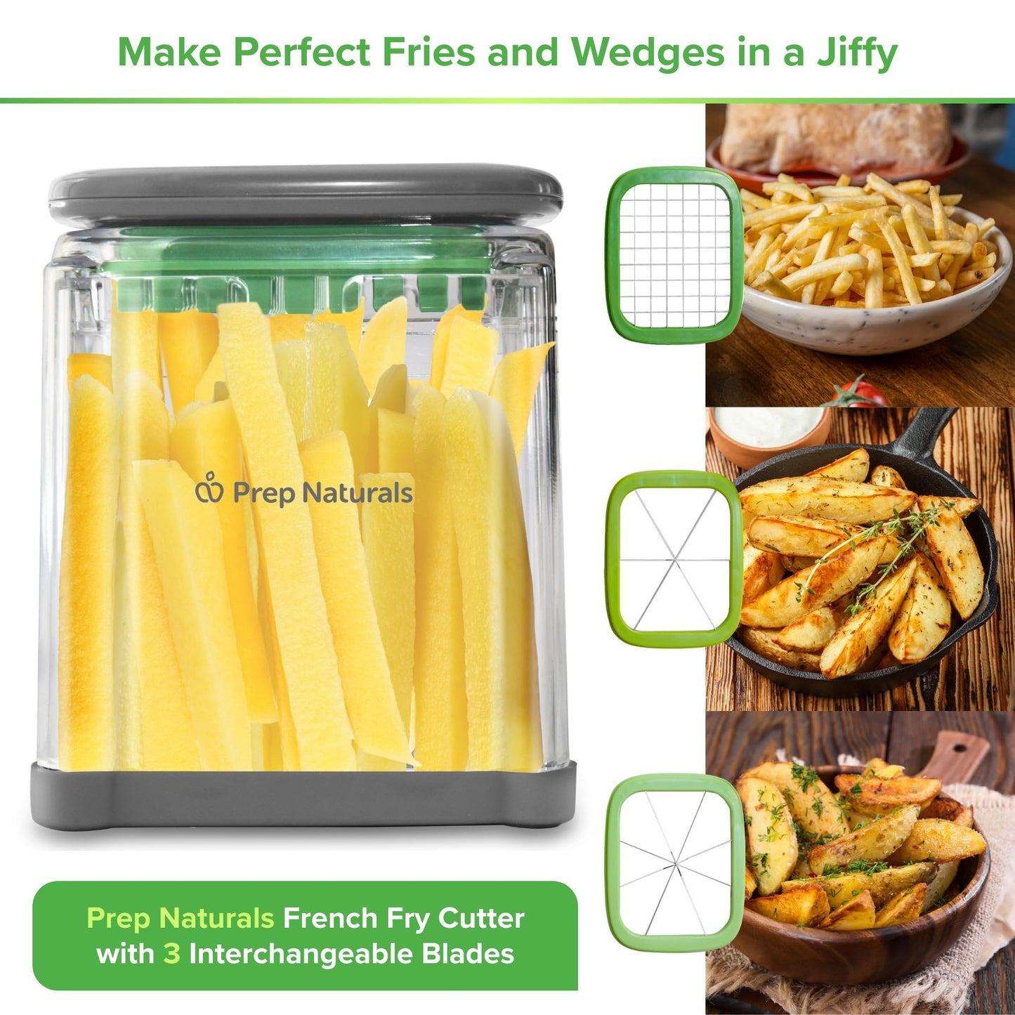 Cortador de Alimentos Manual PrepNaturals 3 en 1 para Papas Fritas y Verduras