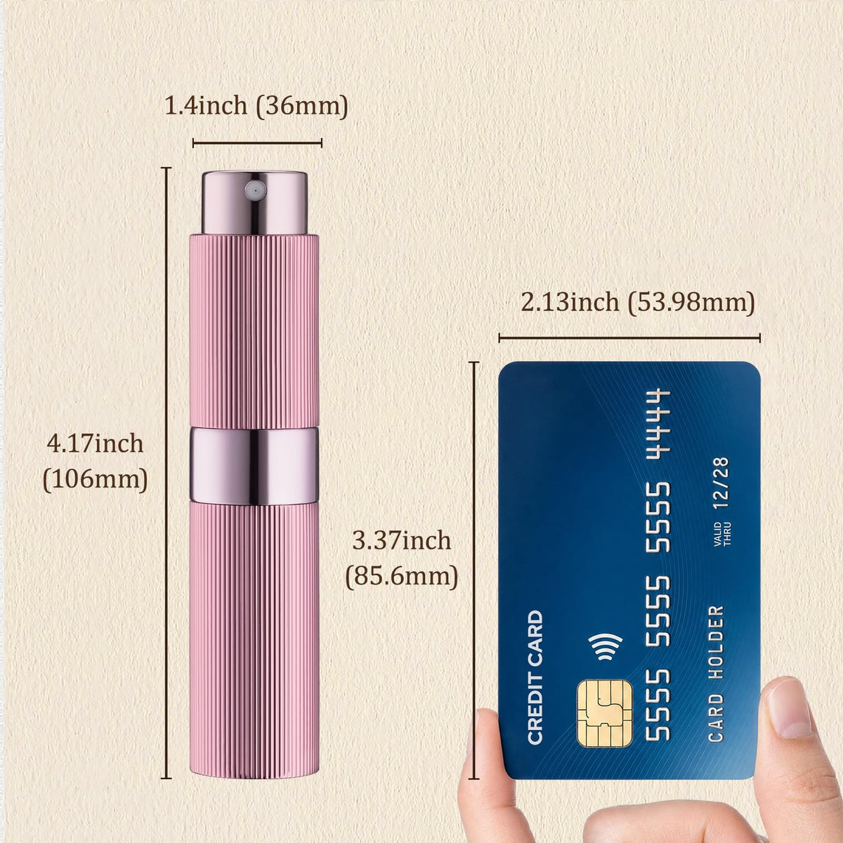 LISAPACK Botella atomizadora de perfume de 8 ml para viajes, dispensador de colonia vacía recargable (rosa)