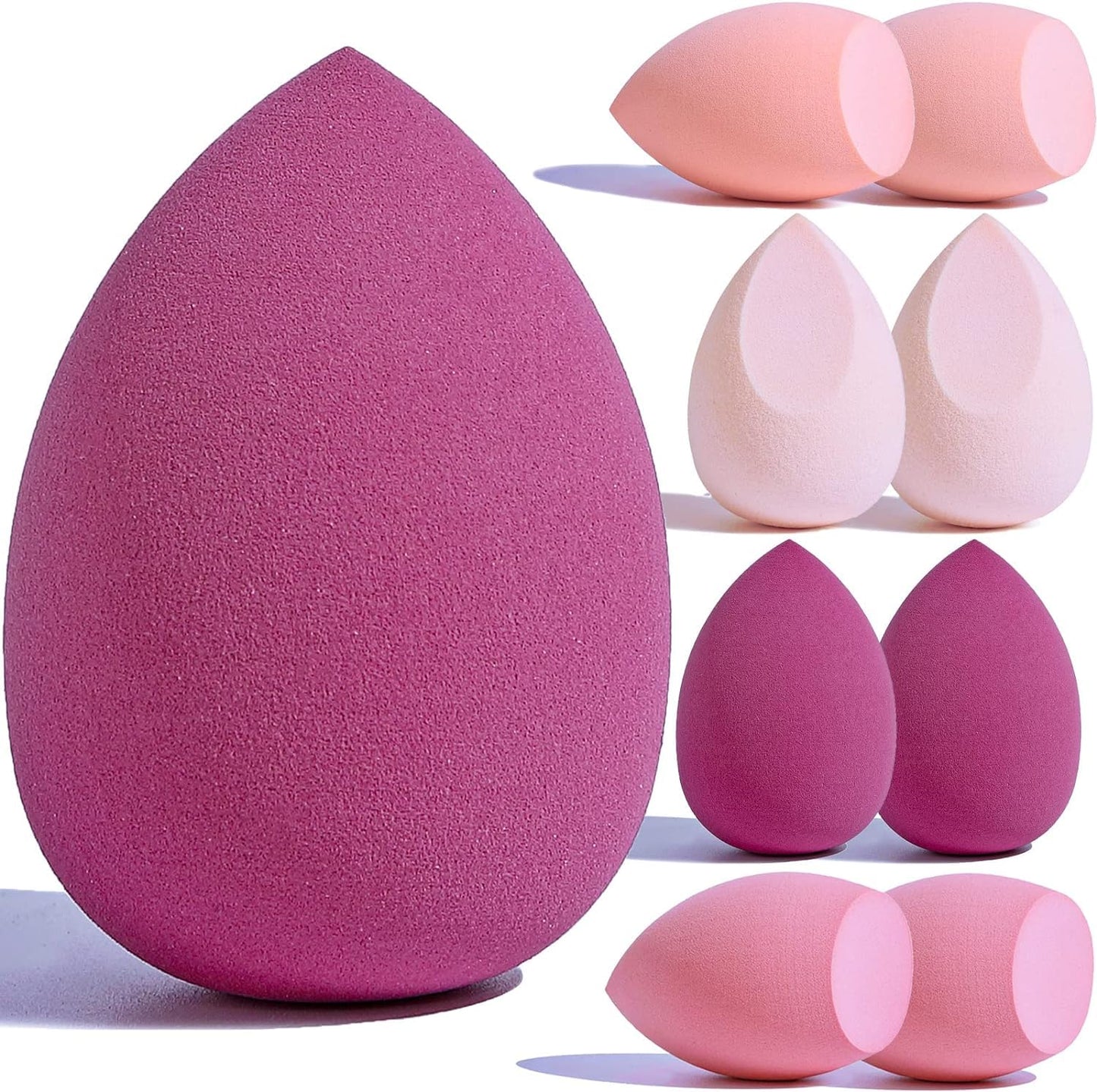Esponja maquillaje beauty blender, set de 8 piezas, varias formas, uso húmedo y seco, ideal para maquillaje facial. Completa tu rutina con estas esponjas faciales de alta calidad en color rosa.