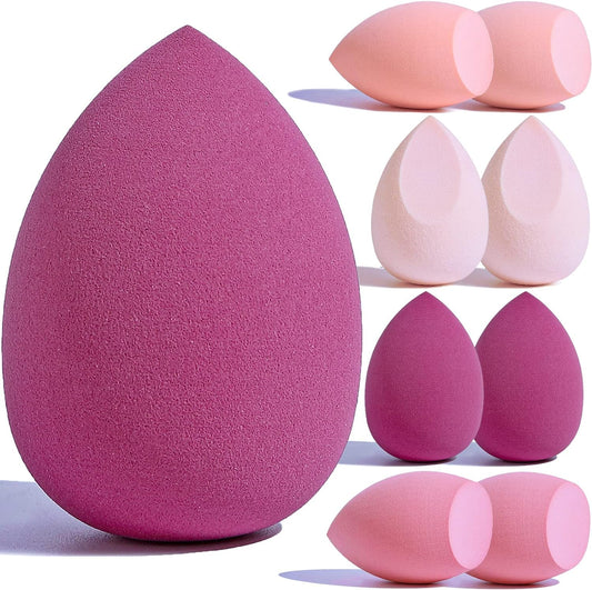 Esponja maquillaje beauty blender, set de 8 piezas, varias formas, uso húmedo y seco, ideal para maquillaje facial. Completa tu rutina con estas esponjas faciales de alta calidad en color rosa.