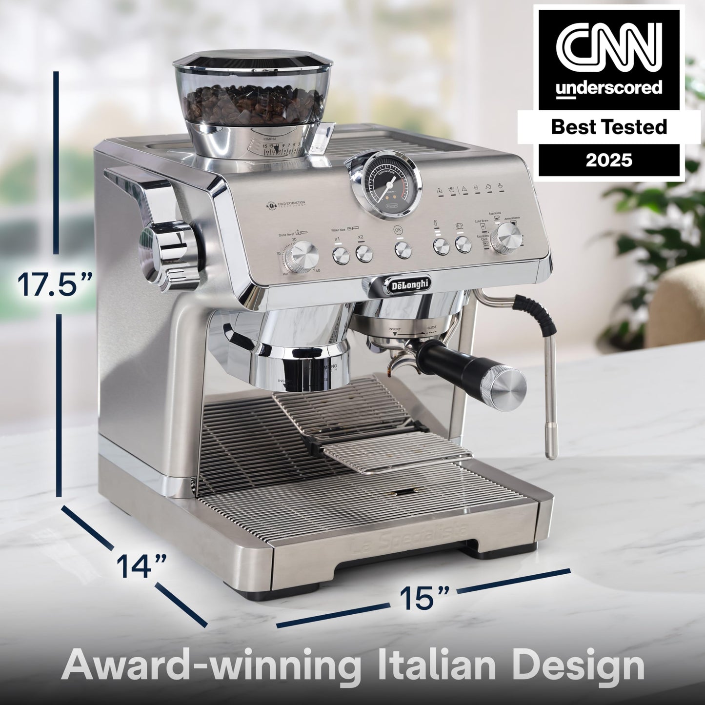 De'Longhi La Specialista Opera Máquina espresso con "Cold Brew", lanceta de vapor estilo profesional para café con leche, capuchino, molinillo incorporado, EC9555M