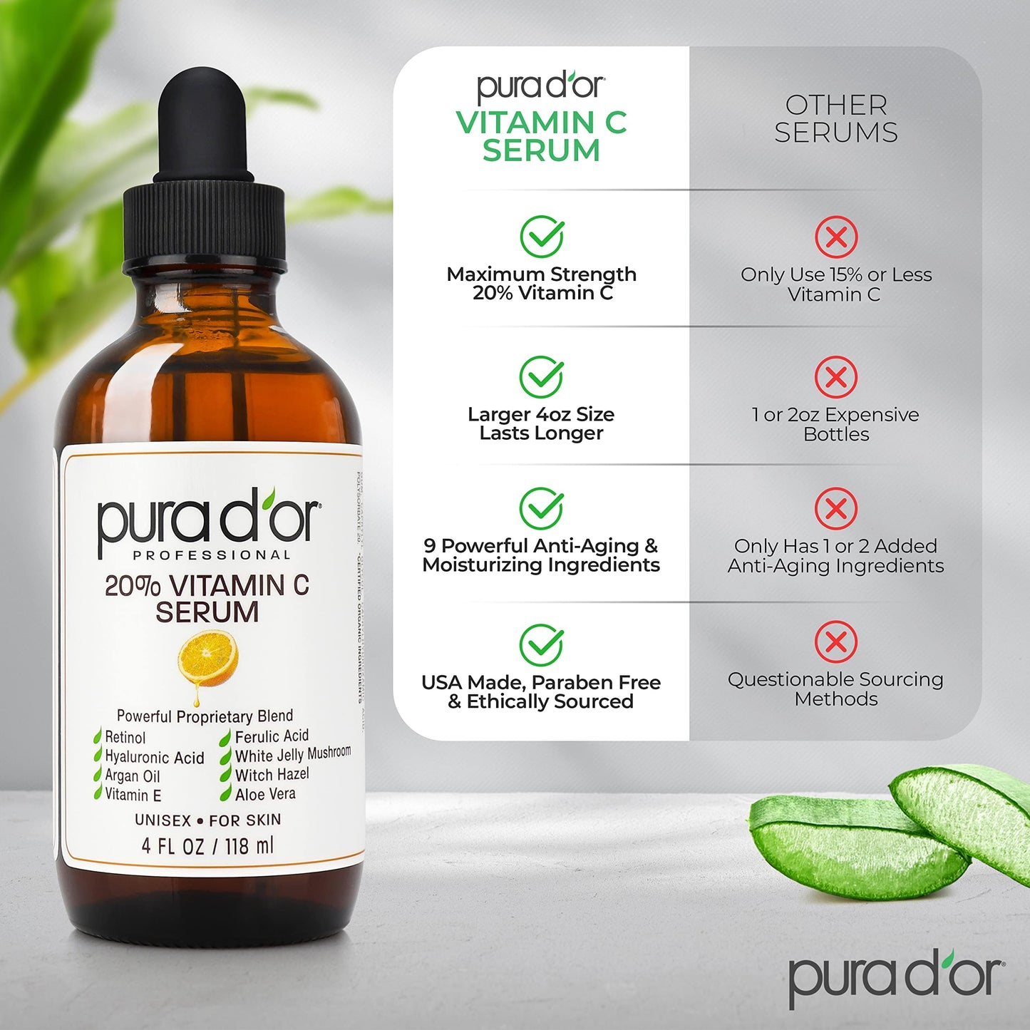 Pura D'or Vitamin C Serum, 4 Ounce