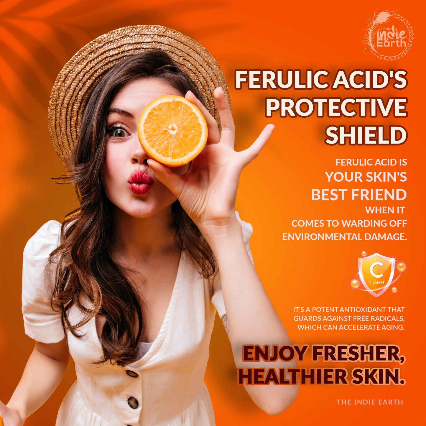 The Indie Earth Suero con vitamina C al 20%: fórmula avanzada antienvejecimiento e iluminadora con glutatión, ácido hialurónico, ácido ferúlico, cúrcuma, rosa mosqueta y espino amarillo para mejora