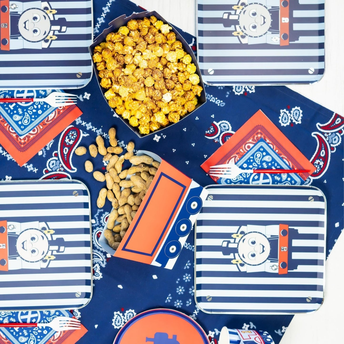 Bonjour Fete THOMAS & FRIENDS™ - Platos de rayas grandes - Platos temáticos de tren THOMAS & FRIENDS™ - Suministros para fiestas de cumpleaños - Platos de papel desechables grandes - Licencia oficial