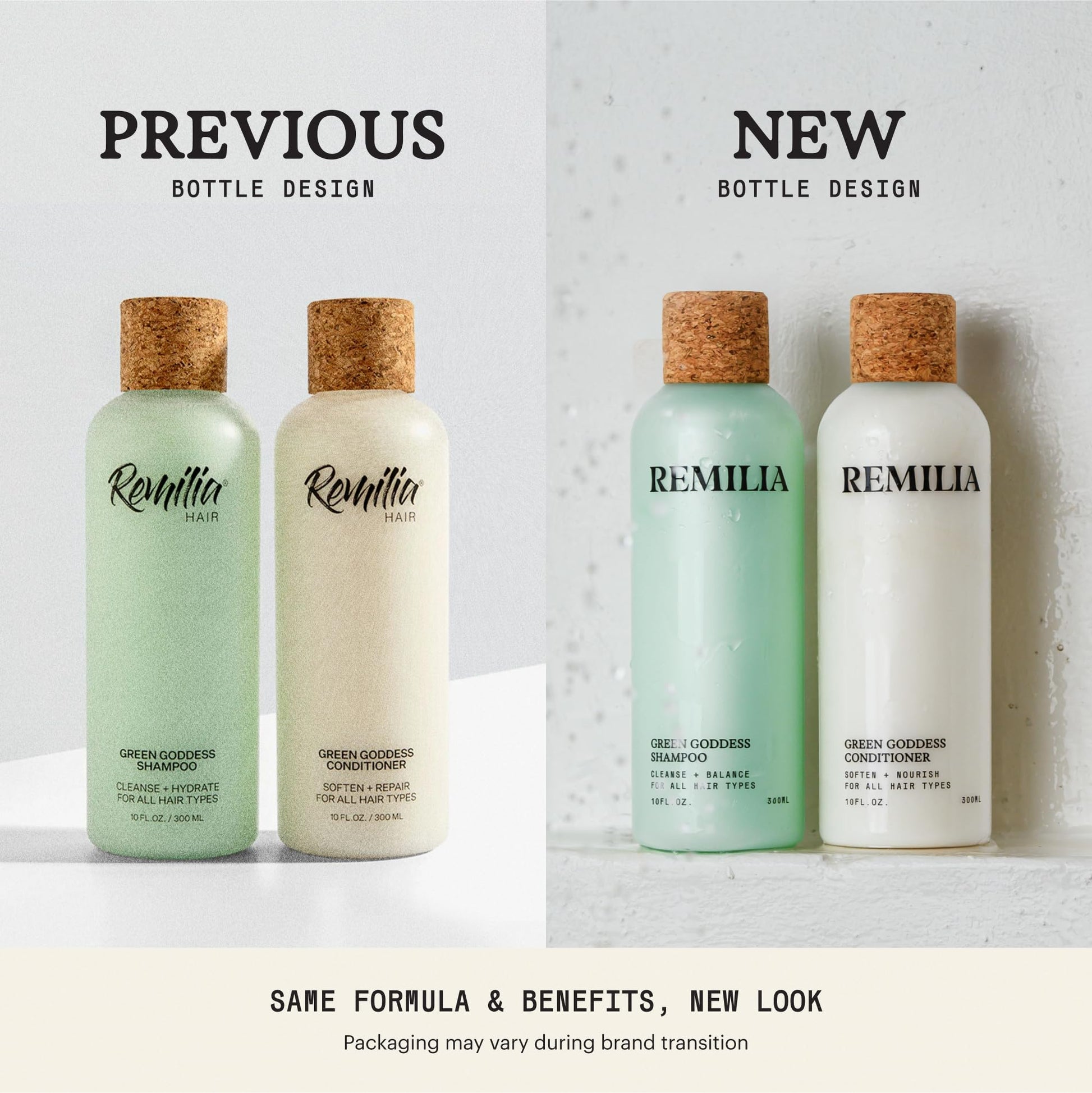 Paquete de Shampoo y Acondicionador Remilia Hair Green Goddess romero vegano para Cabello Seco y Dañado