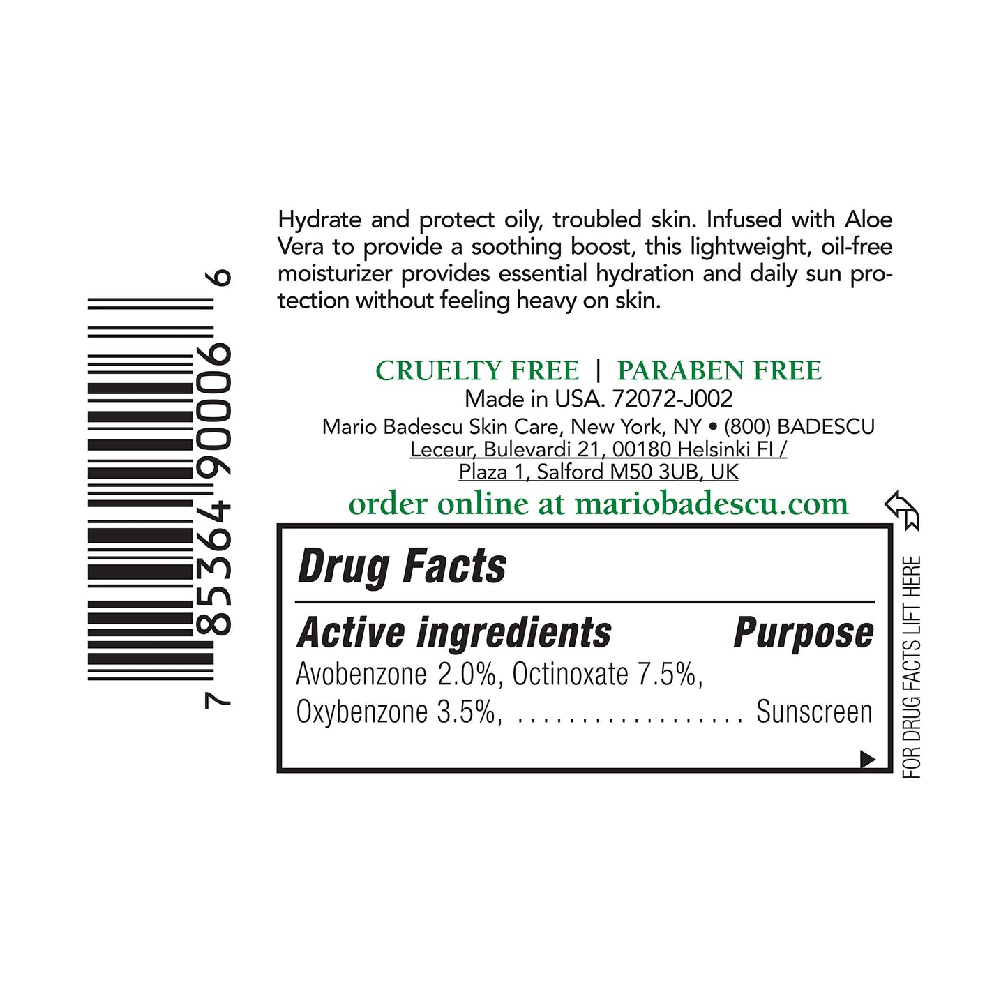 Mario Badescu Hidratante facial de aloe para mujeres y hombres con SPF 15, hidratante facial ideal para pieles mixtas, grasas o sensibles, crema facial hidratante diurna ligera y sin aceite, 59 ml