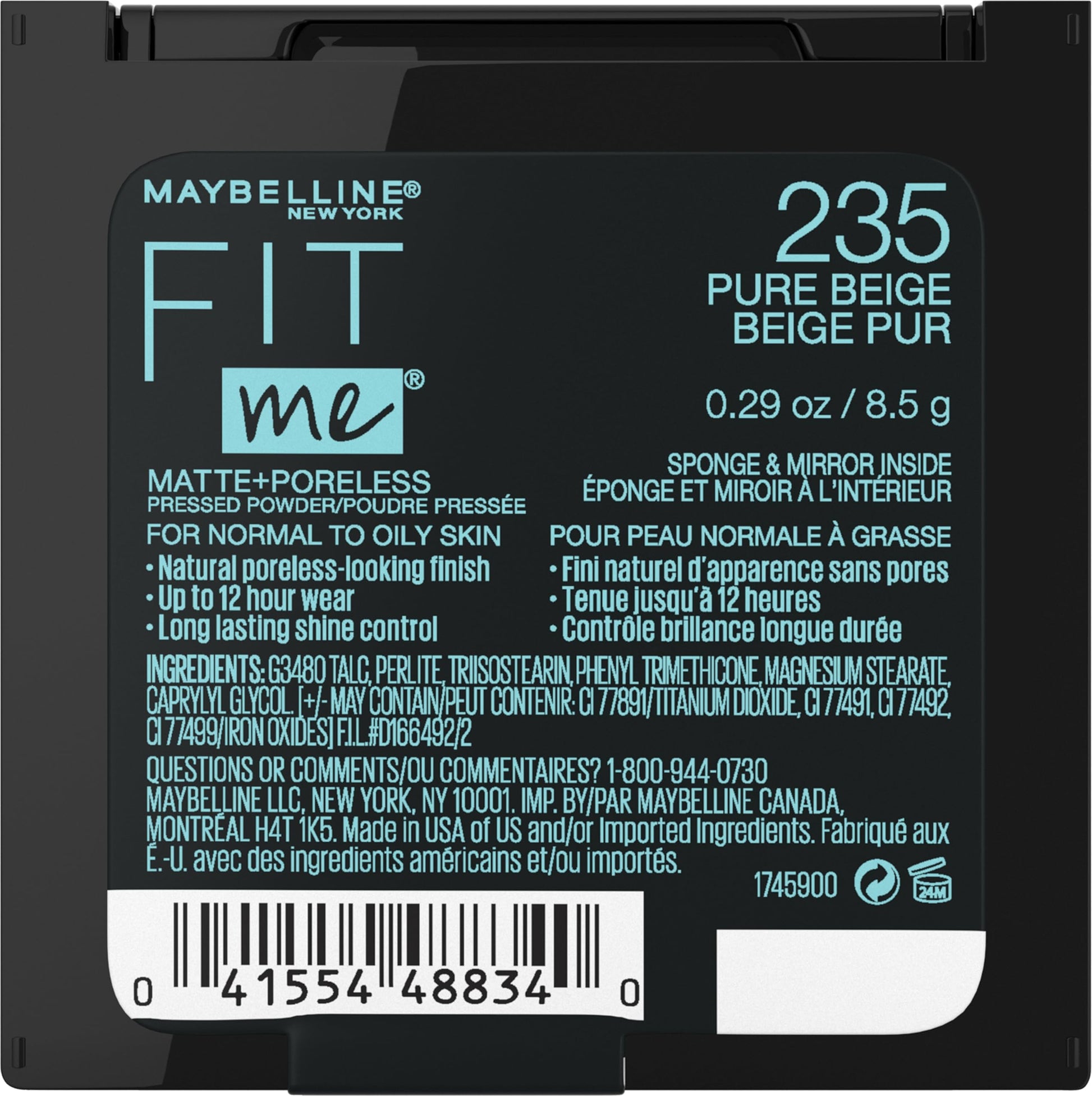MAYBELLINE - Maquillaje en polvo sin poros New York Fit Me Matte + en porcelana, 0.29 oz.