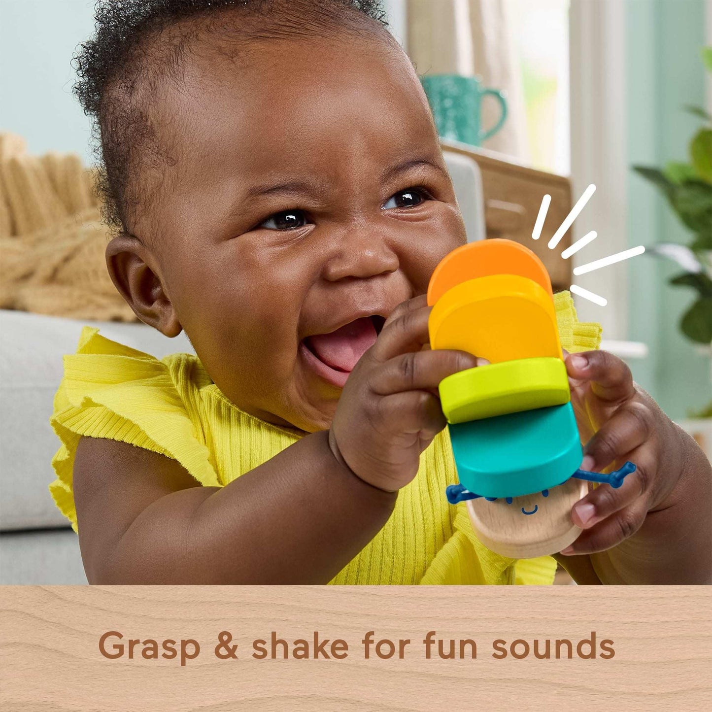 Fisher-Price Juguete para Bebés Oruguita de Madera para bebés de 6 Meses en adelante