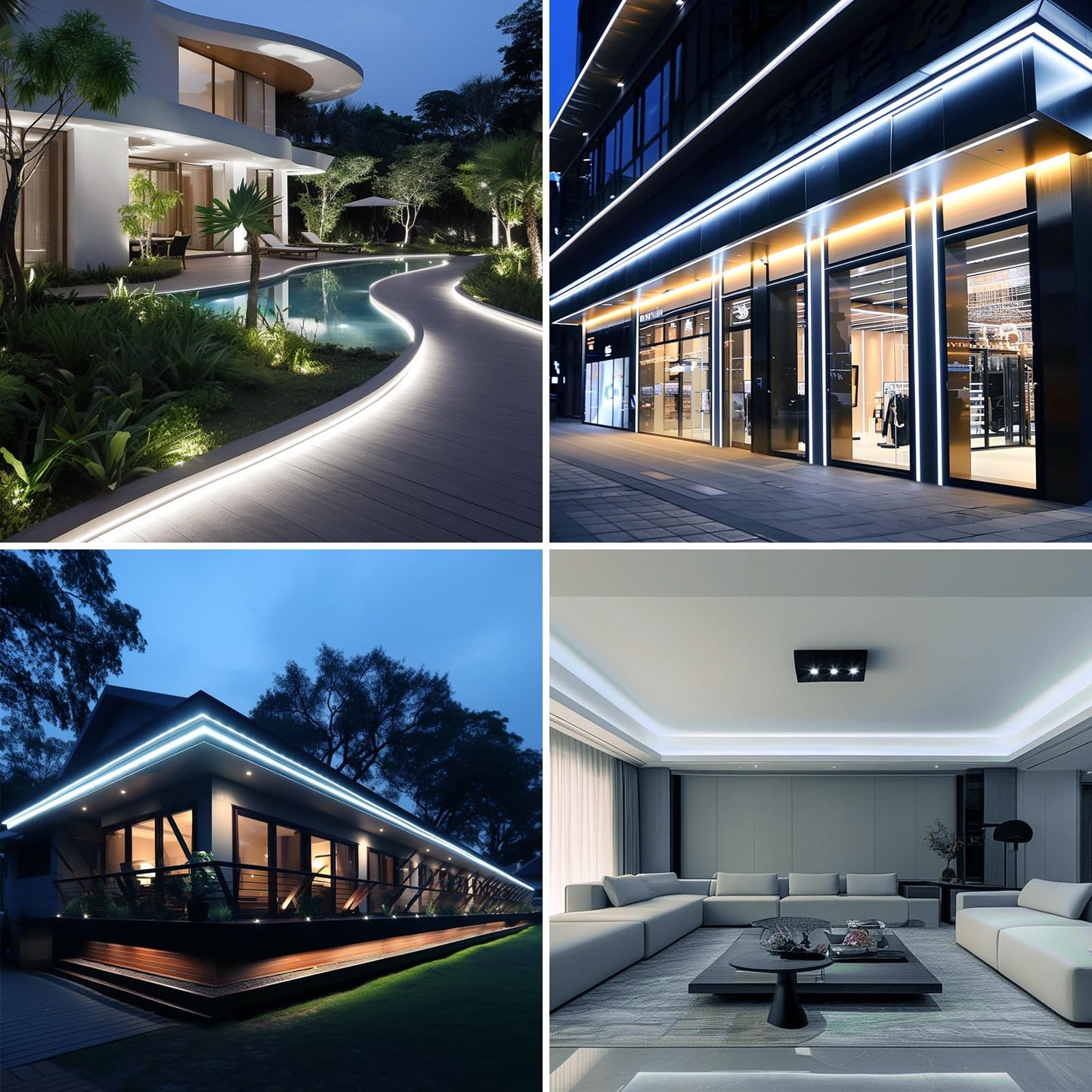 BENLUN Tira LED COB 110V 20 Metros, 6000K Blanco Frio Luces de LED Exterior Impermeable, 10W/M CRI 90+ Flexible Luz LED sin Transformador para Habitacion Techo, Decoración, Patio